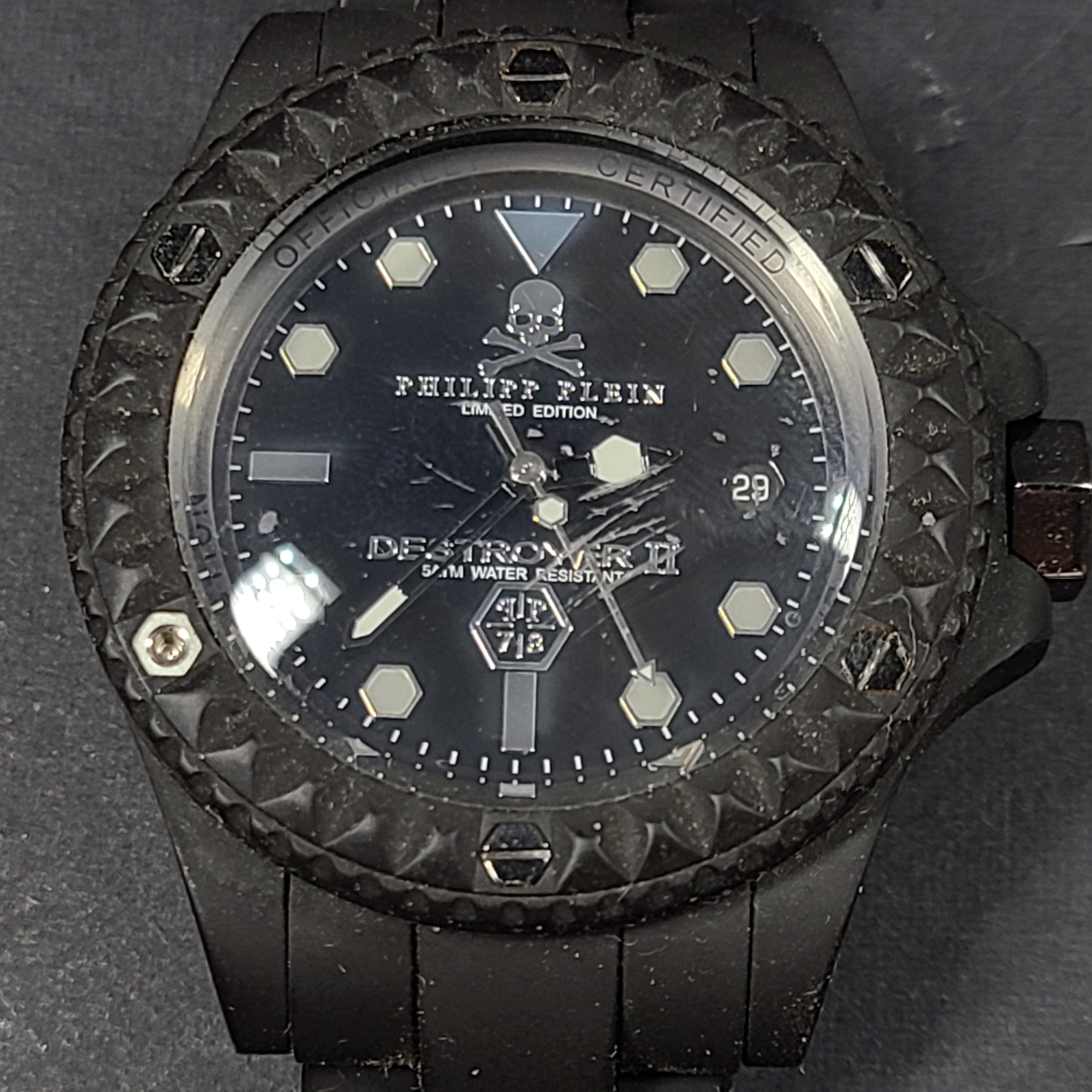Philipp Plein Destroyer II black limited edition watch with bold, modern styling and reliable movement.