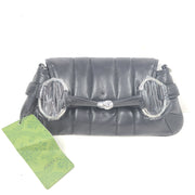 Slim black Gucci 103030 leather handbag with signature interior logo and versatile carry options for everyday elegance.