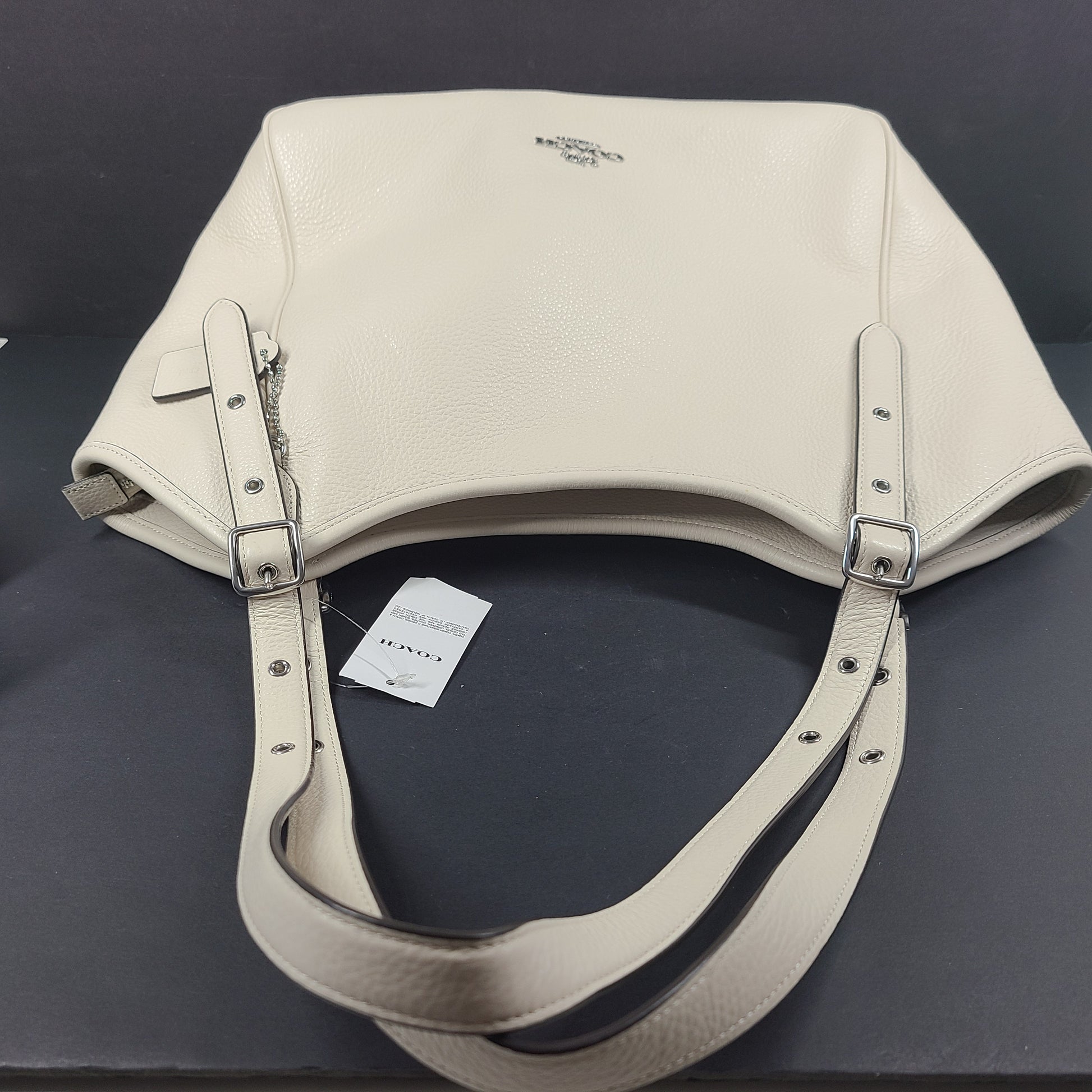 Coach Meadow pebble leather tote in Chalk, model CM074, designed for everyday carry.