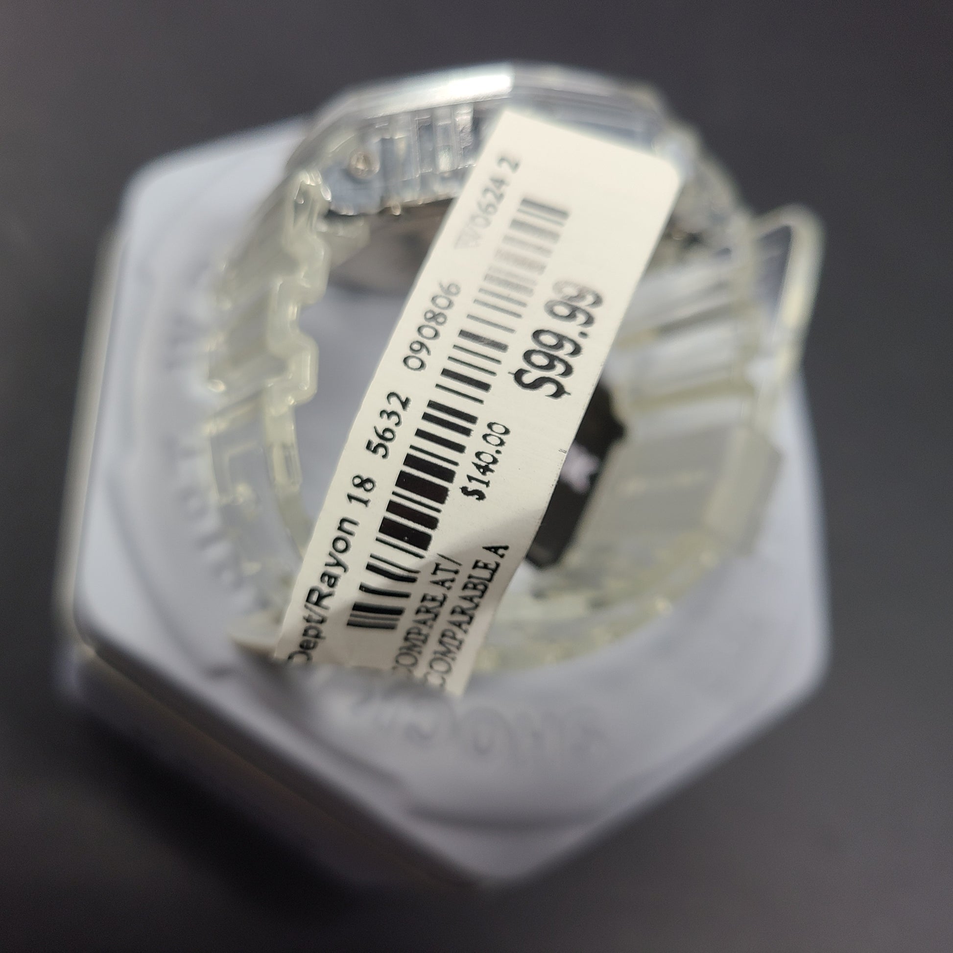 Casio G-Shock GA-2100SK features an octagonal bezel, carbon core guard case, and transparent silver finish.