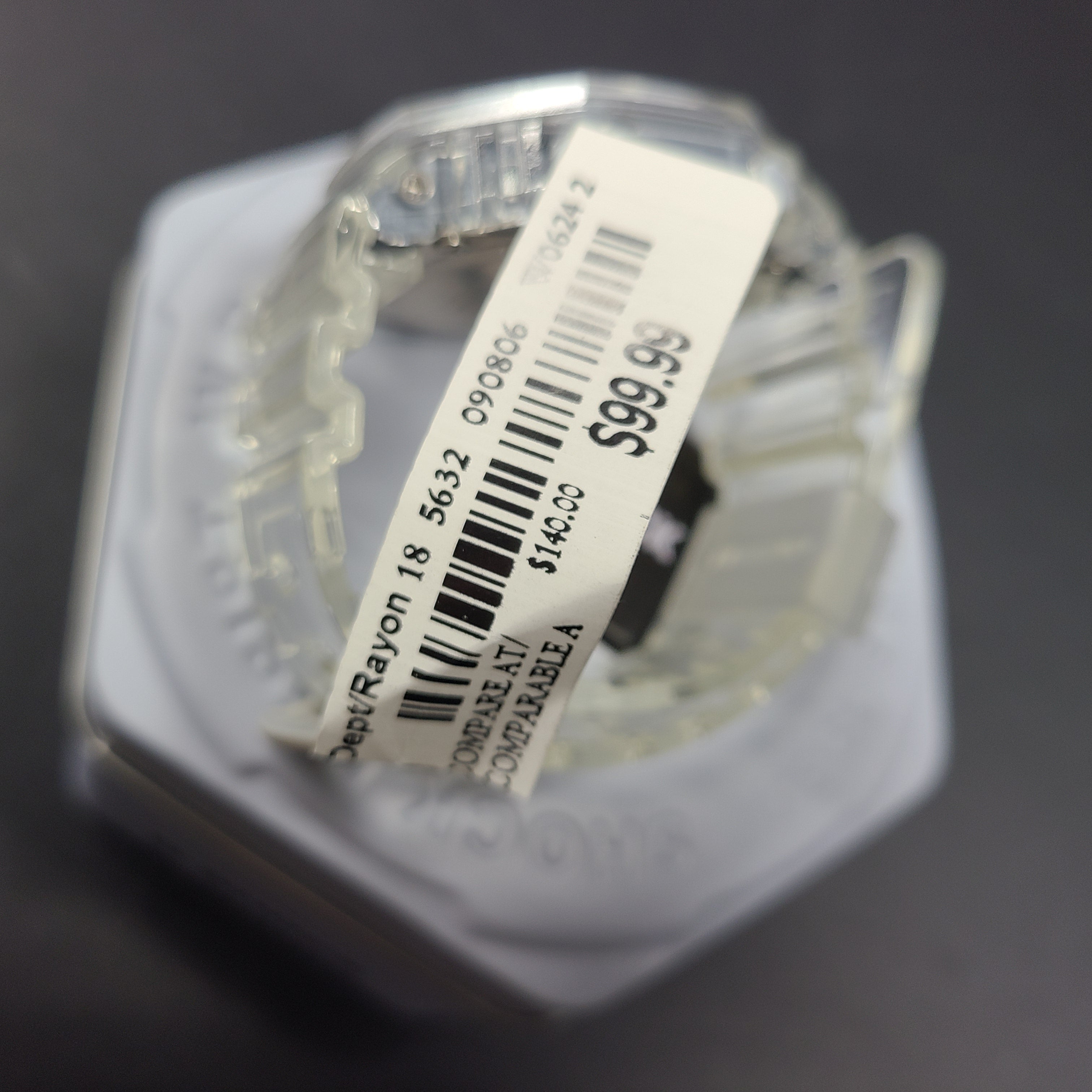 Casio G-Shock GA-2100SK features an octagonal bezel, carbon core guard case, and transparent silver finish.
