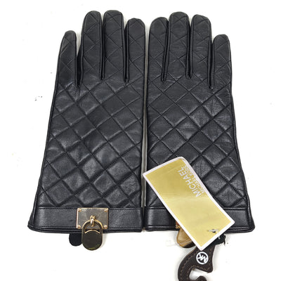 Michael Kors Leather Quilted Gloves 535401 Black Size XL