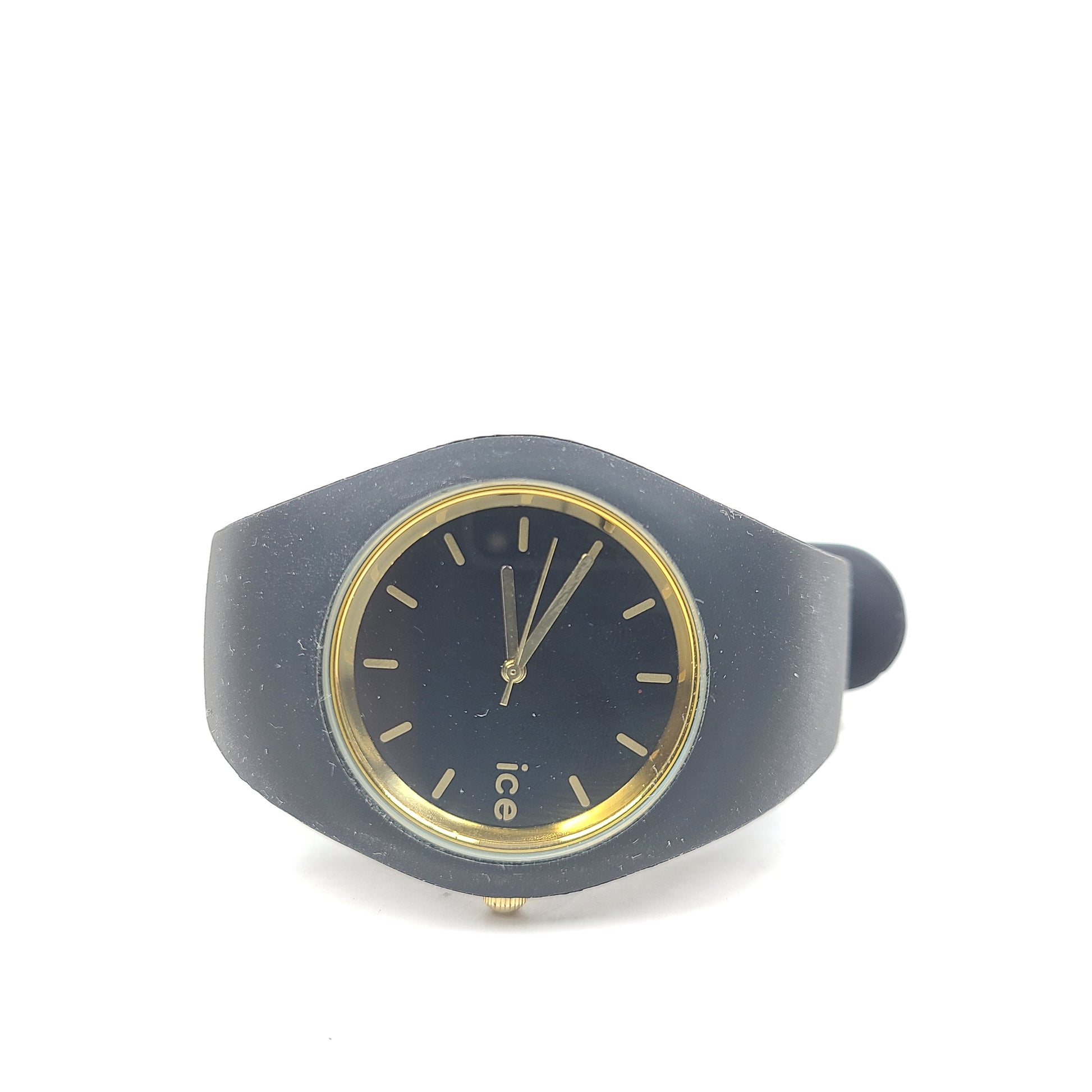 Black and gold Ice-Watch Ice Generation with stainless steel caseback, 10 ATM water resistance and Japanese movement.
