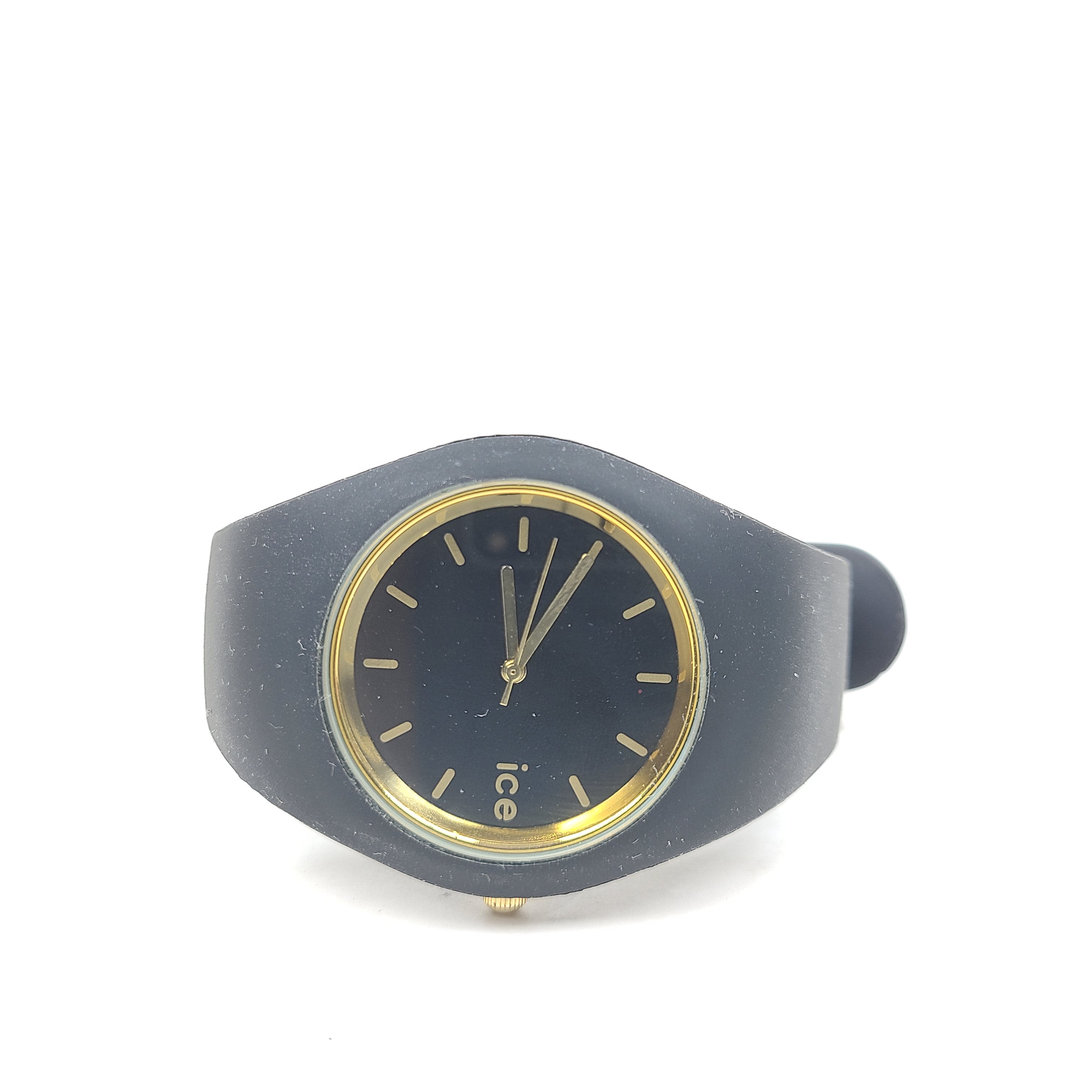 Black and gold Ice-Watch Ice Generation with stainless steel caseback, 10 ATM water resistance and Japanese movement.