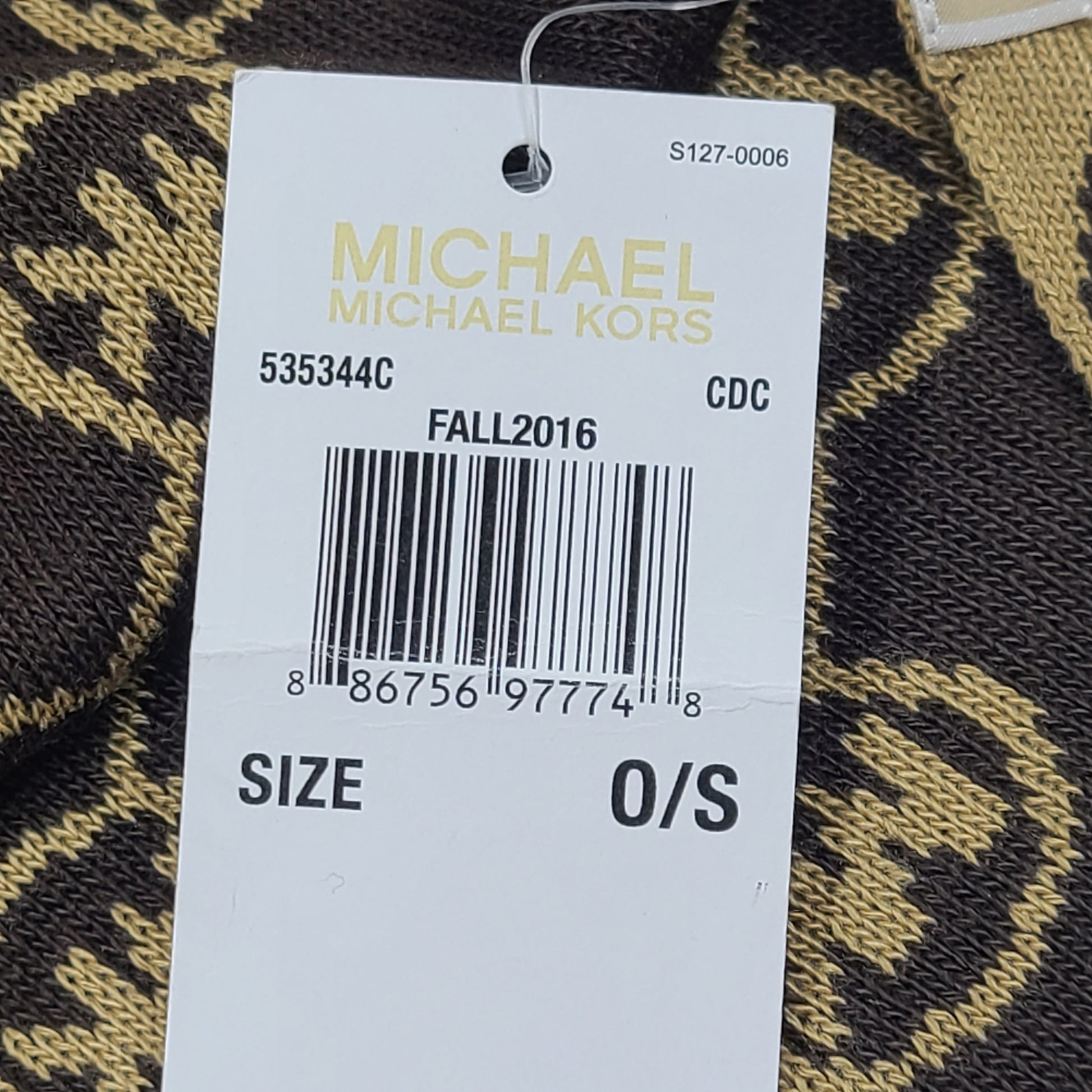 Brown and beige Michael Kors beanie with matching scarf in soft 100% acrylic fabric.