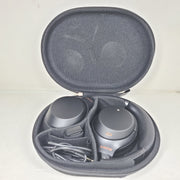 Black Sony WH-1000XM3 wireless over-ear headphones with active noise cancellation and cushioned ear pads for extended comfort.