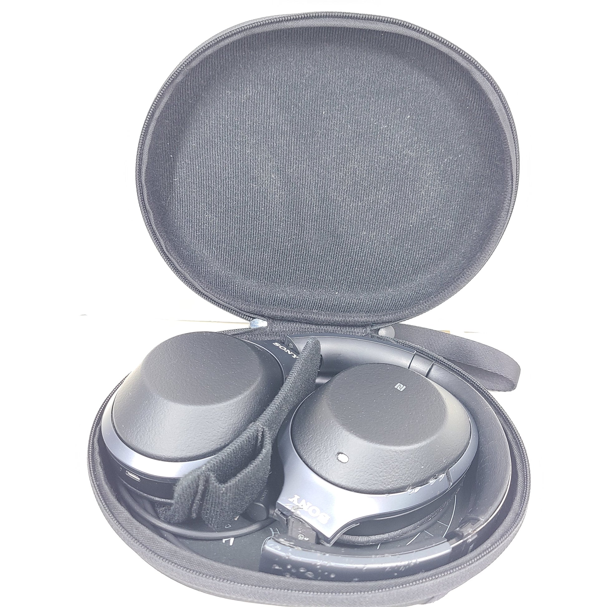 Black Sony WH-H900N wireless noise-cancelling headphones with cushioned ear pads and headband design.