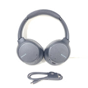 Black Sony WH-CH710N wireless over-ear headphones with active noise cancellation and cushioned earcups for extended comfort.