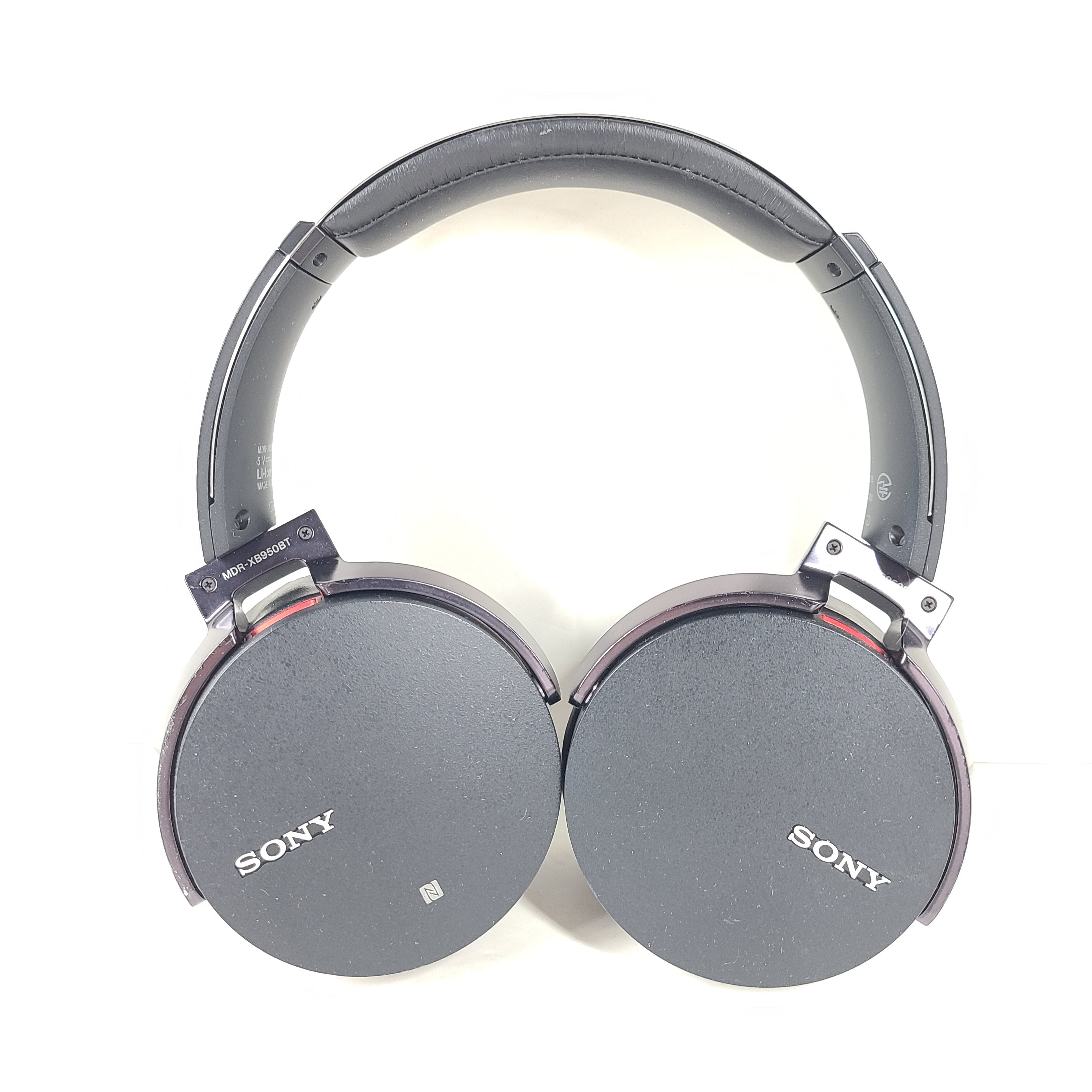 Black Sony MDR-XB950BT over-ear wireless headphones with padded headband and ear cushions.