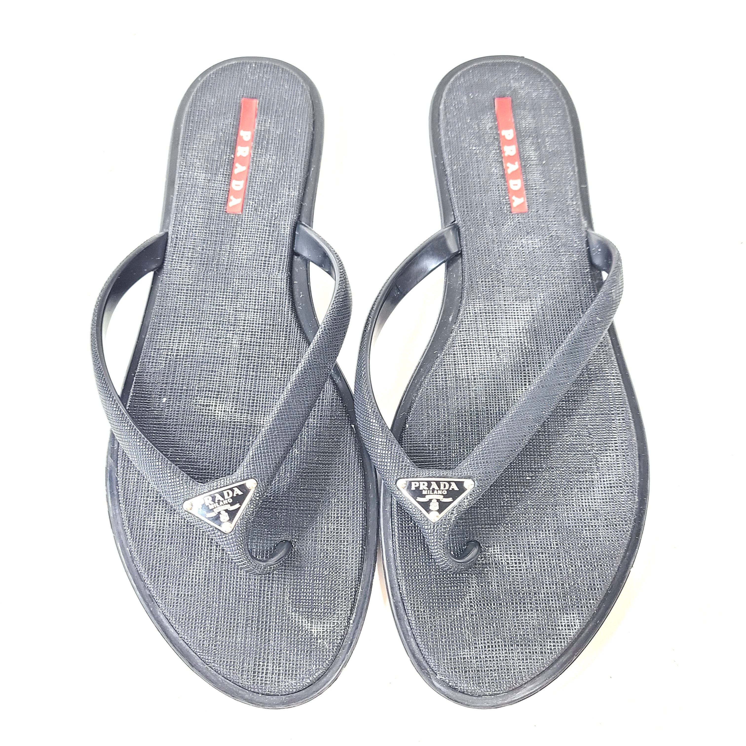 Prada Women's Flip Flops Slides 3Y5152 Black Sz 8/ EU 38