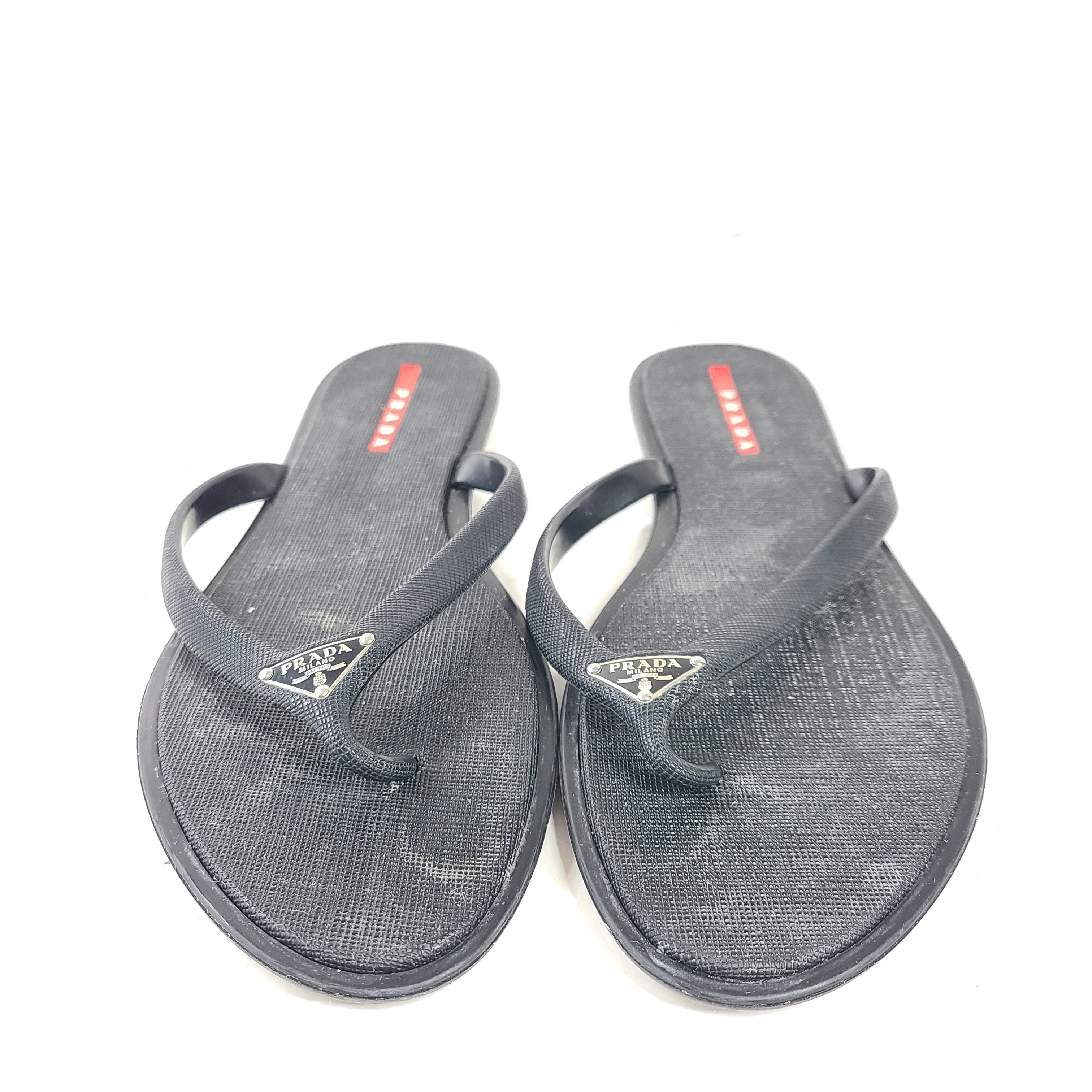 Prada Women's Flip Flops Slides 3Y5152 Black Sz 8/ EU 38