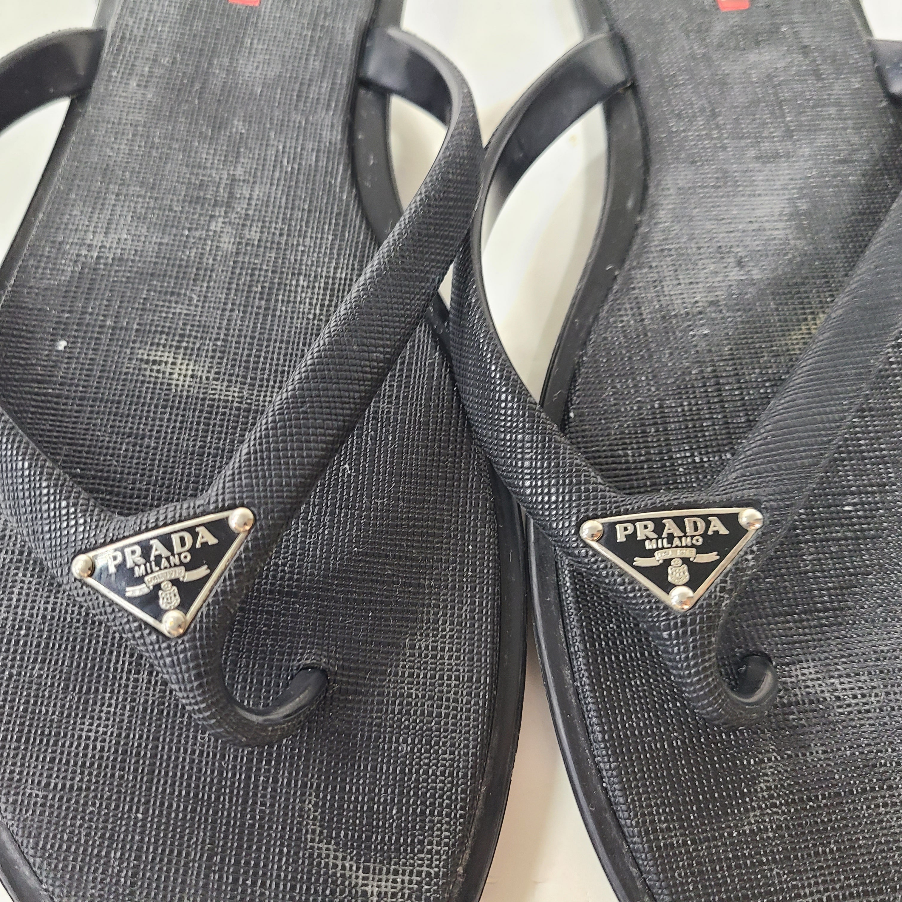 Prada Women's Flip Flops Slides 3Y5152 Black Sz 8/ EU 38