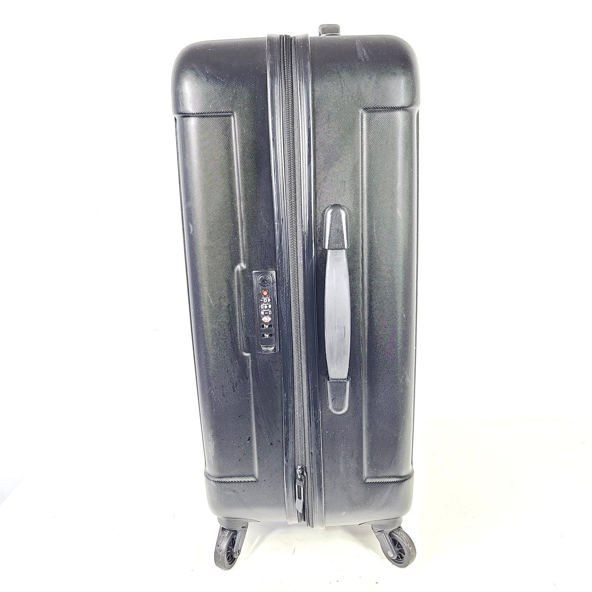 Black ABS/PC hardshell luggage HLG1602 by InUSA with minor surface wear and light scratches.
