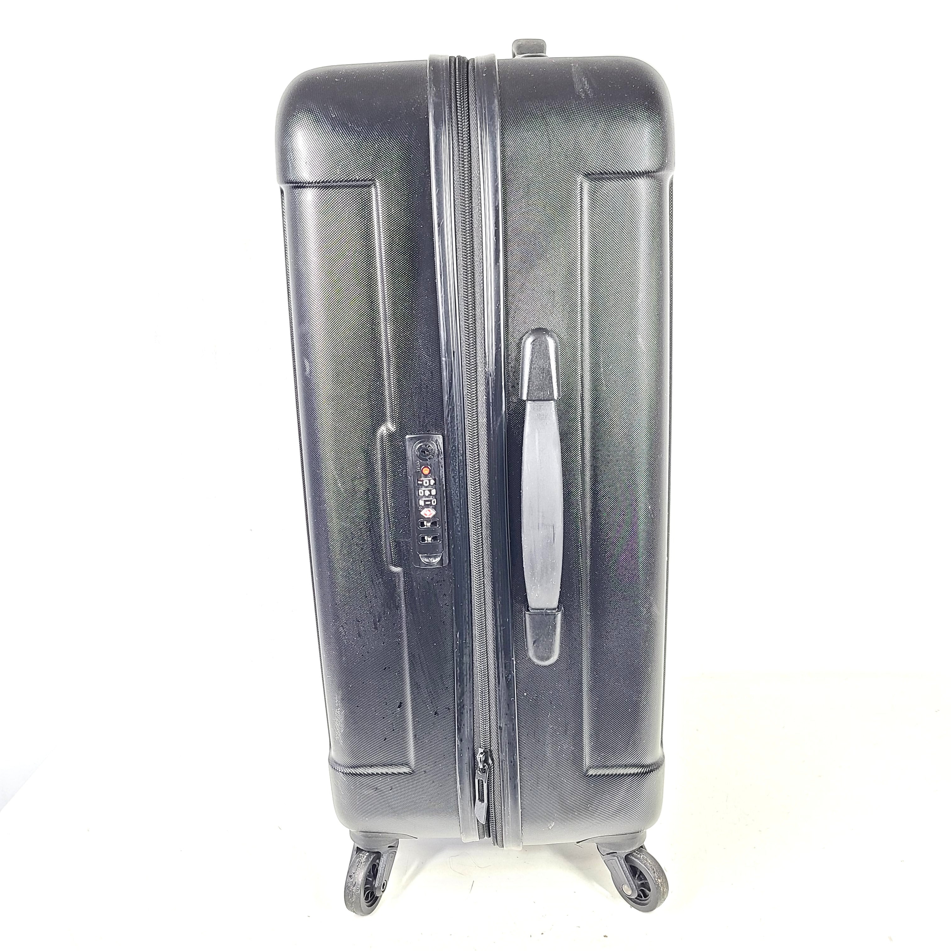 Black ABS/PC hardshell luggage HLG1602 by InUSA with minor surface wear and light scratches.