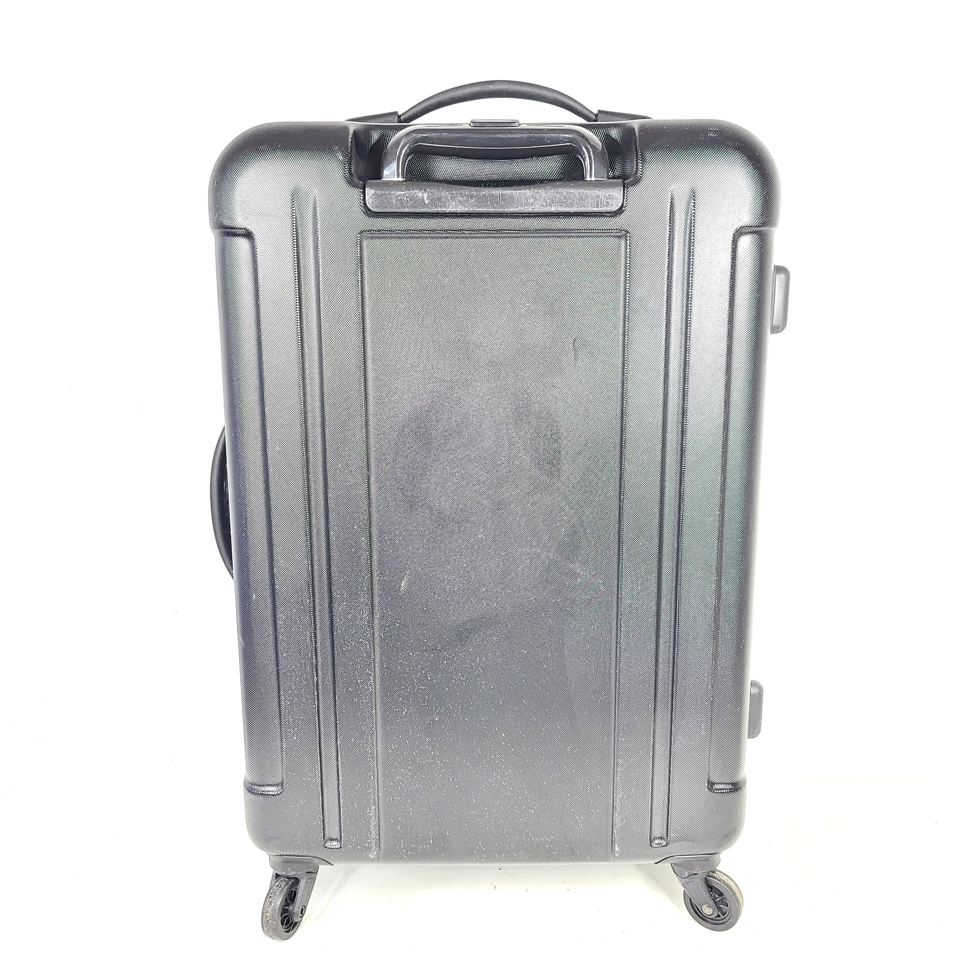 Black ABS/PC hardshell luggage HLG1602 by InUSA with minor surface wear and light scratches.