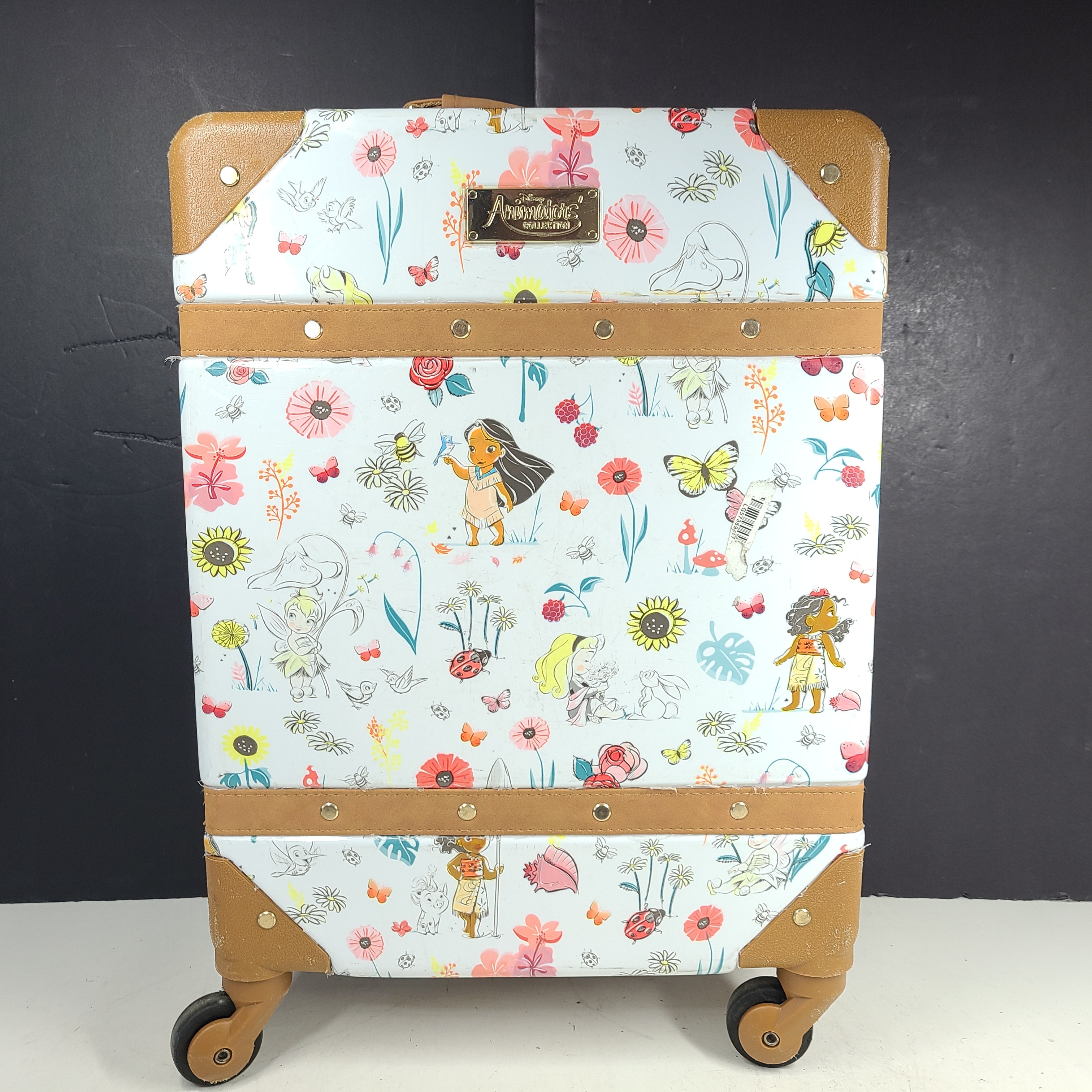 Multicolor faux-leather Disney Animators luggage in one size for stylish travel.