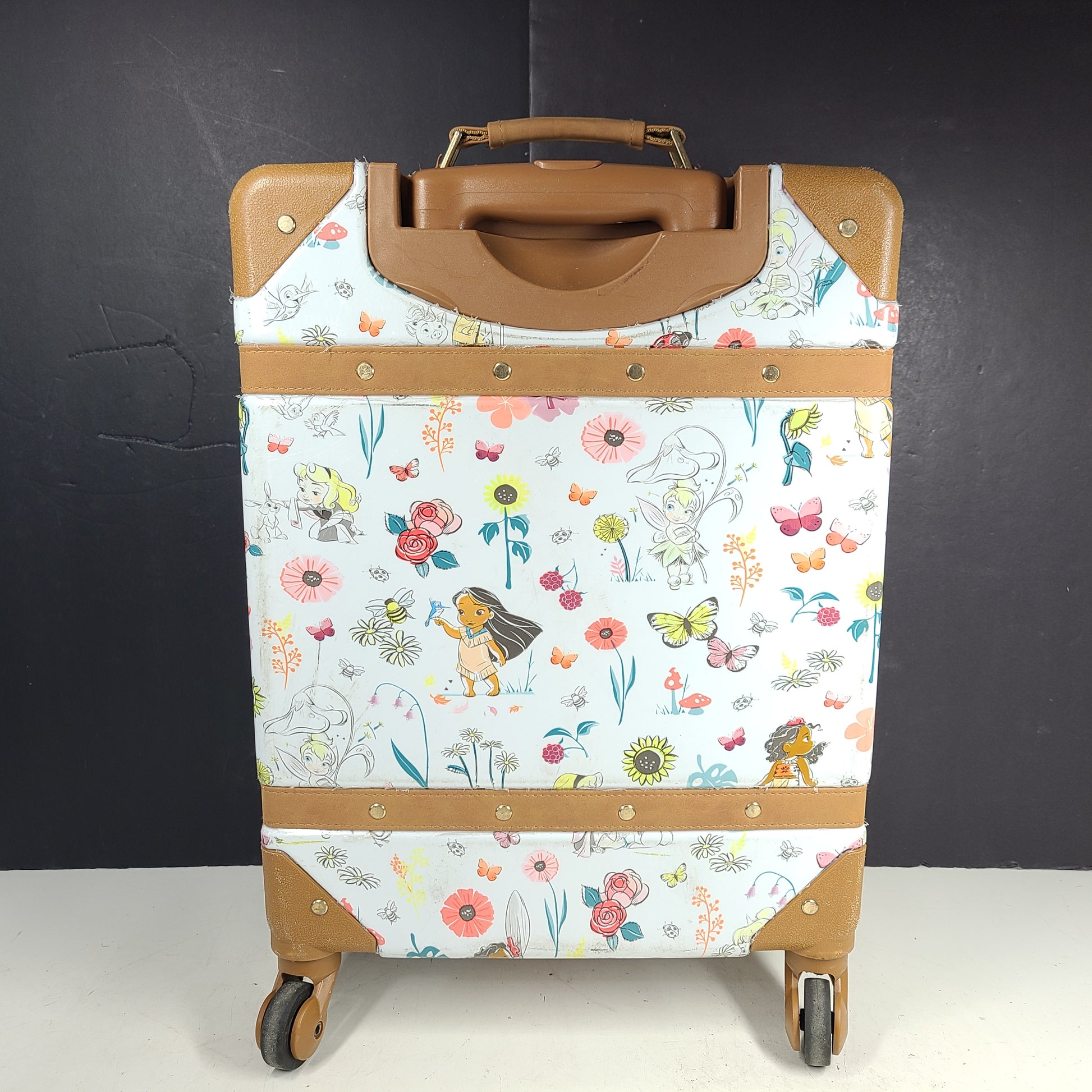 Multicolor faux-leather Disney Animators luggage in one size for stylish travel.