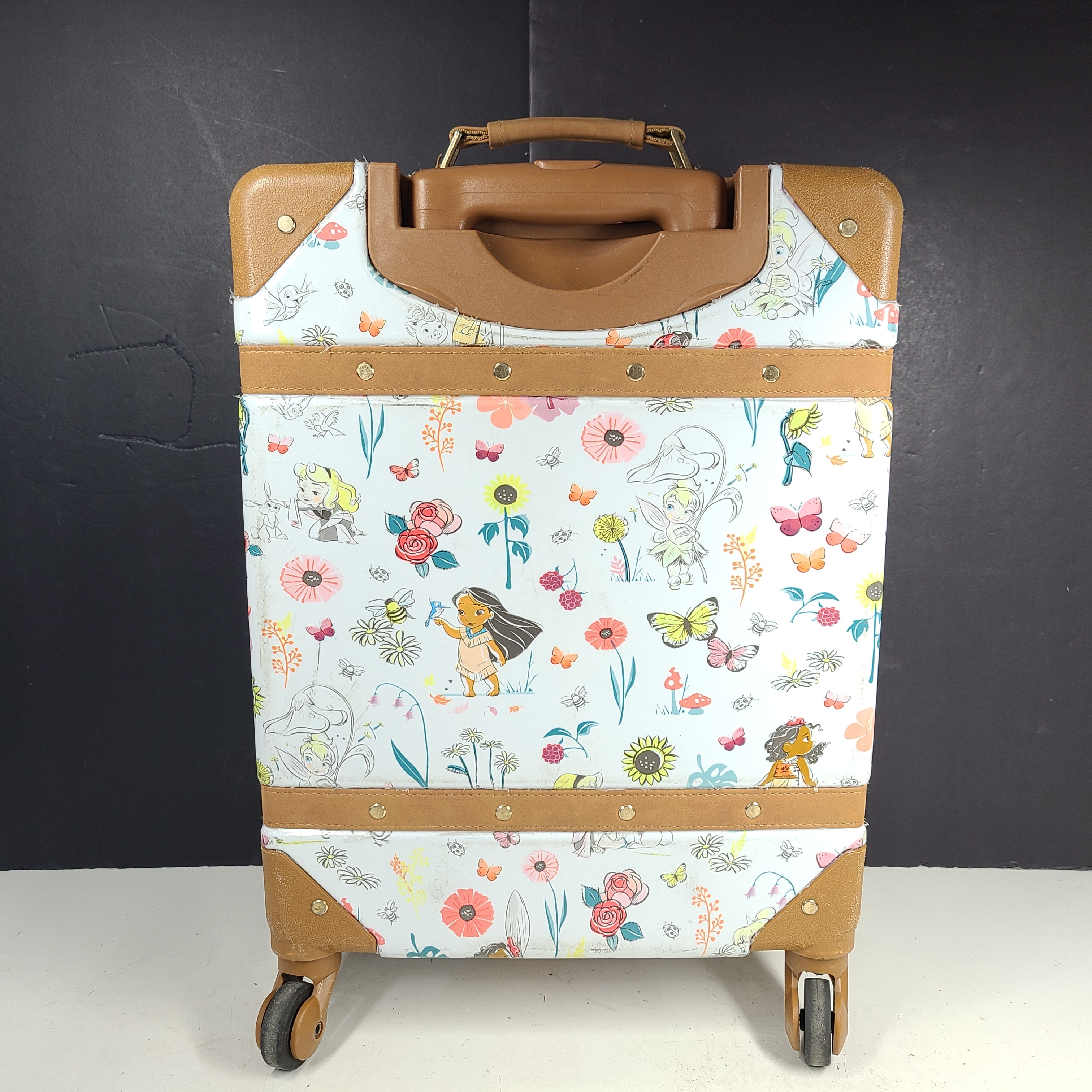 Multicolor faux-leather Disney Animators luggage in one size for stylish travel.