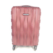 Red Samsonite spinner suitcase Model 7494 featuring a polyethylene vinyl acetate shell for travel durability.