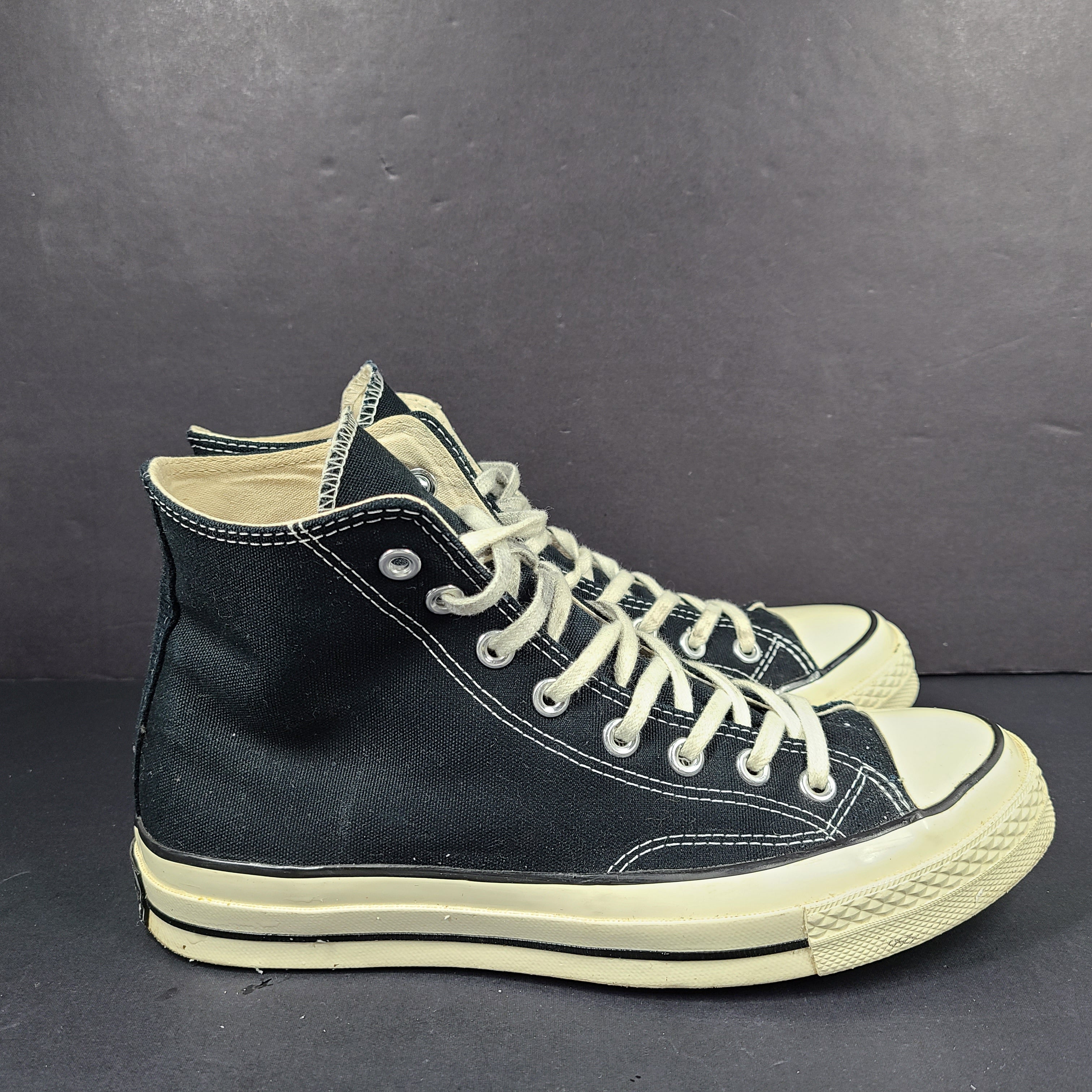 Classic black Converse Chuck Taylor All Star high-top sneakers with white rubber sole and ankle patch.