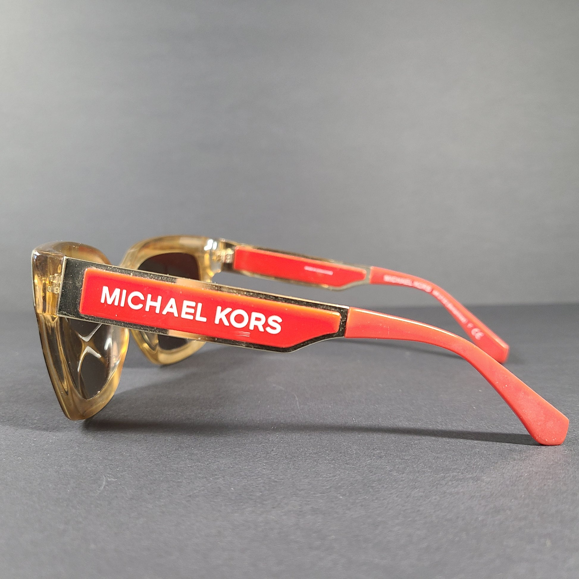 Michael Kors Berkshires MK-2102 leopard and red square sunglasses with logo-accent temples.