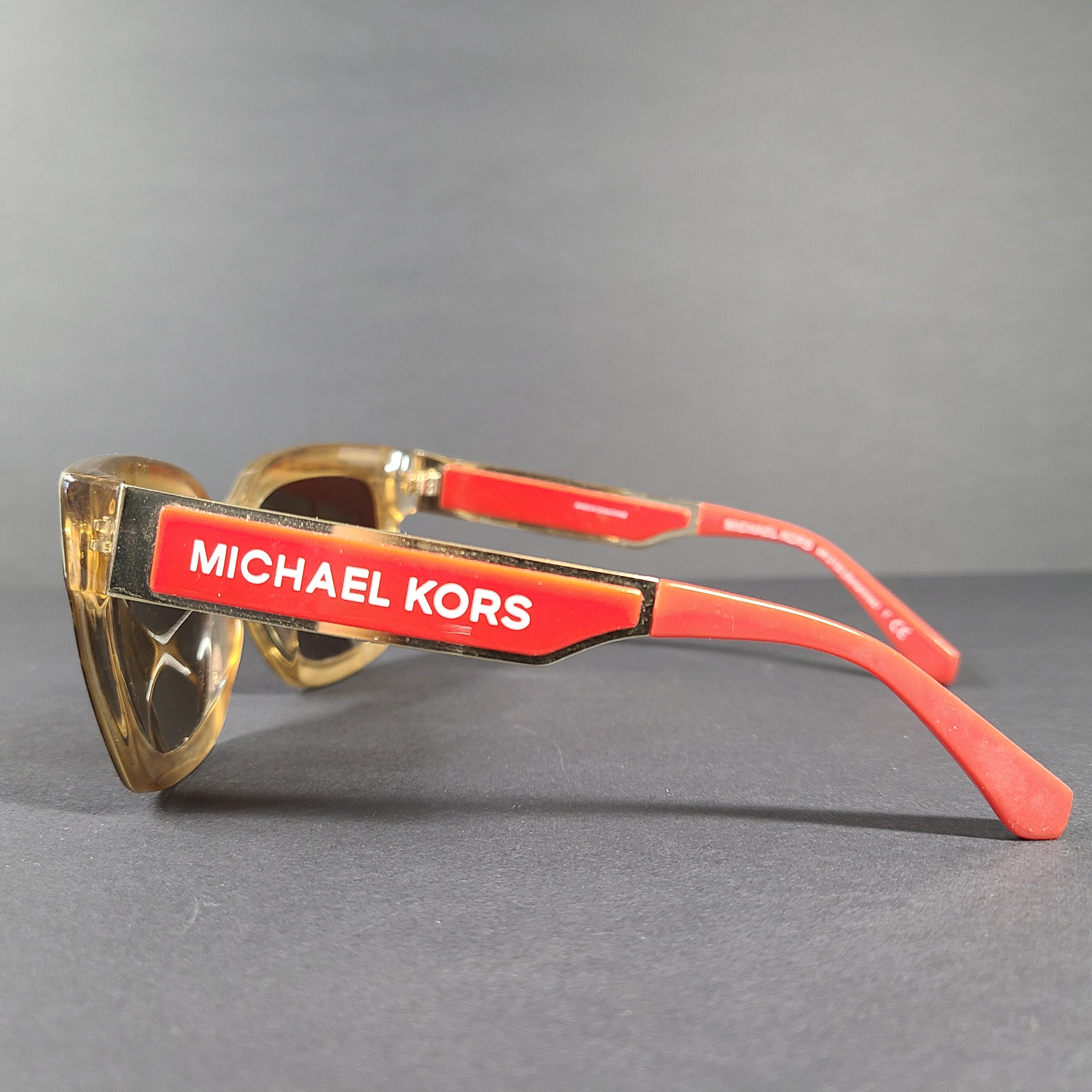 Michael Kors Berkshires MK-2102 leopard and red square sunglasses with logo-accent temples.