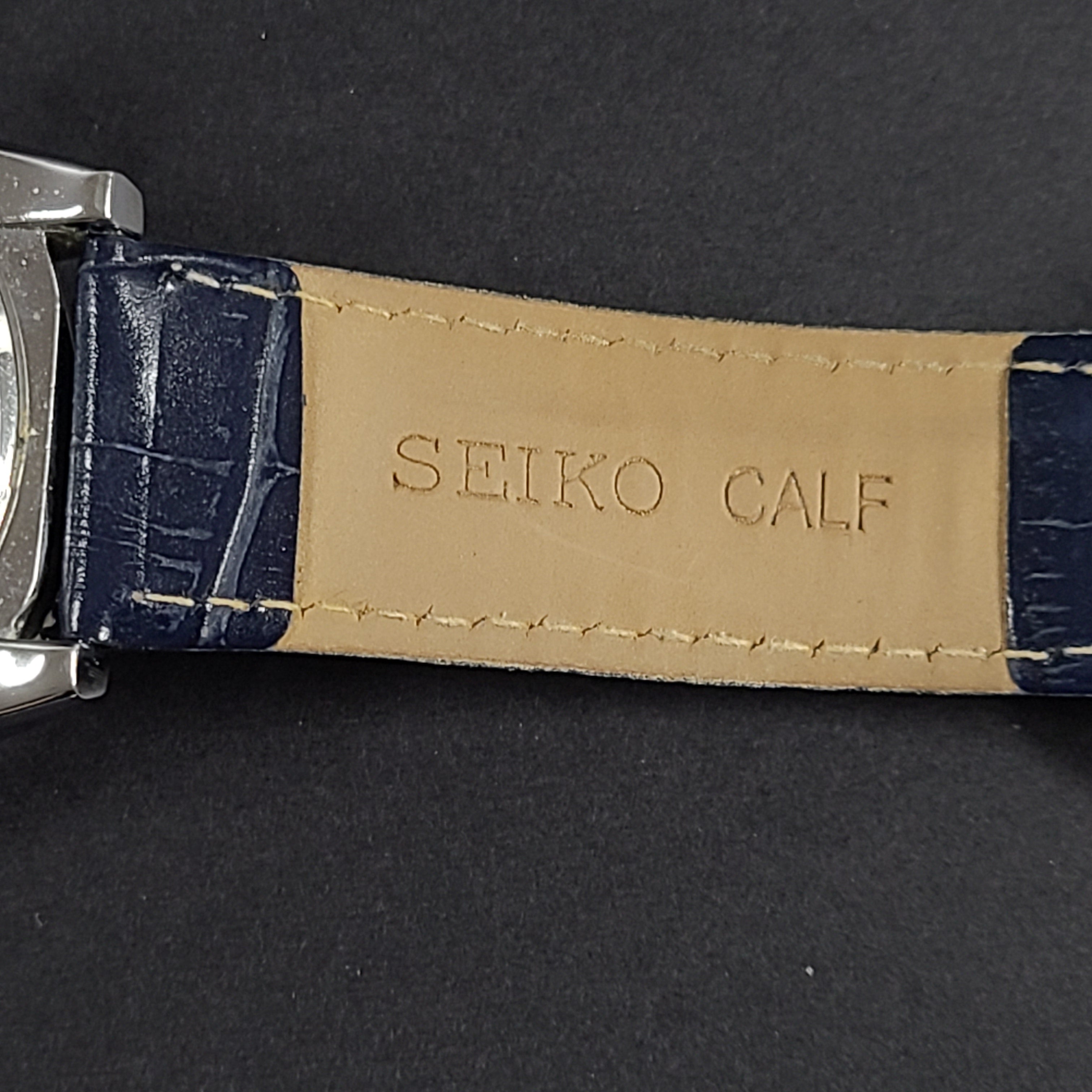 Seiko Prospex solar chronograph with blue dial and stainless steel case and bracelet.