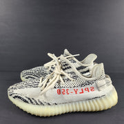 Adidas Yeezy Boost 350 V2 Zebra in white and black with red SPLY-350 branding, US size 6.