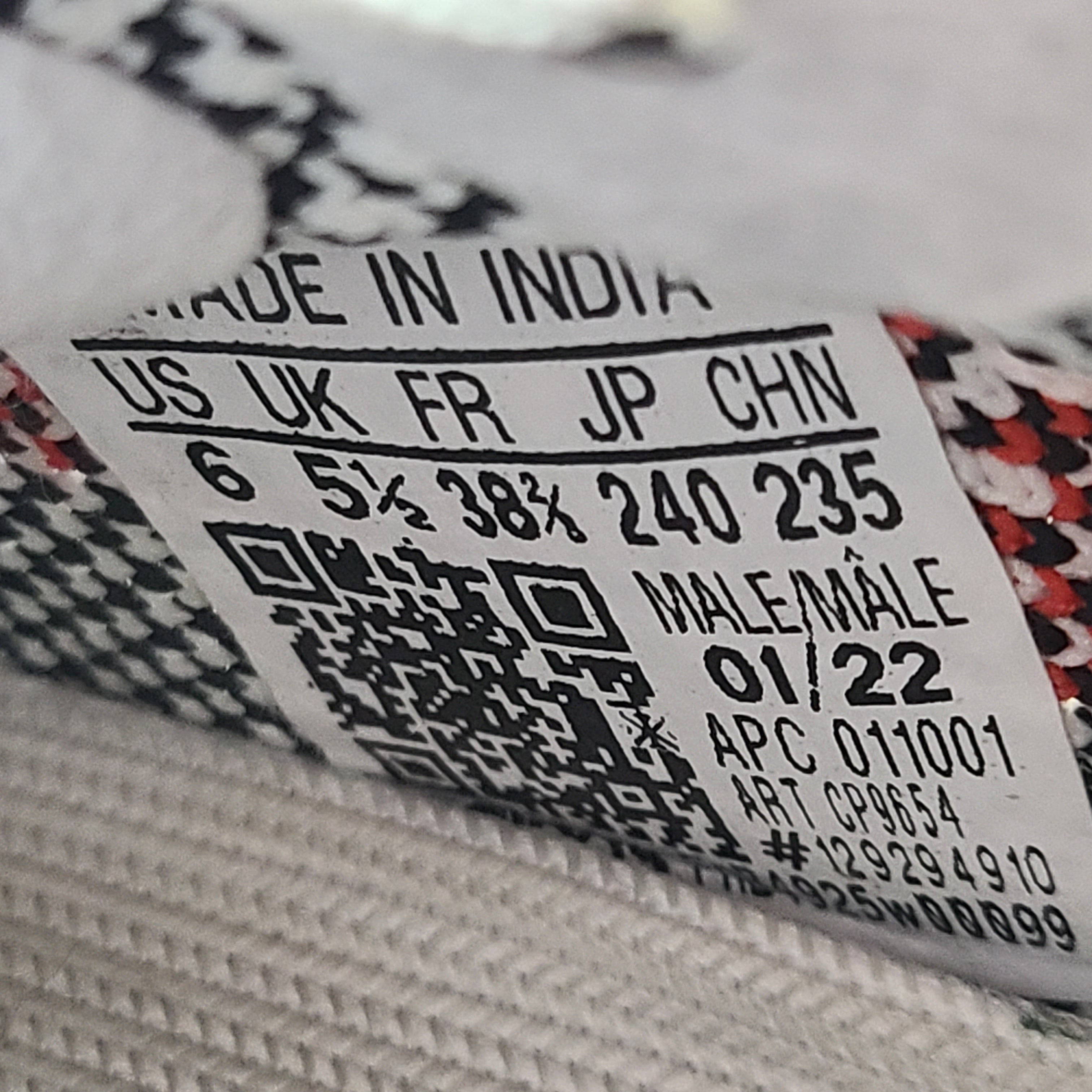 Adidas Yeezy Boost 350 V2 Zebra in white and black with red SPLY-350 branding, US size 6.