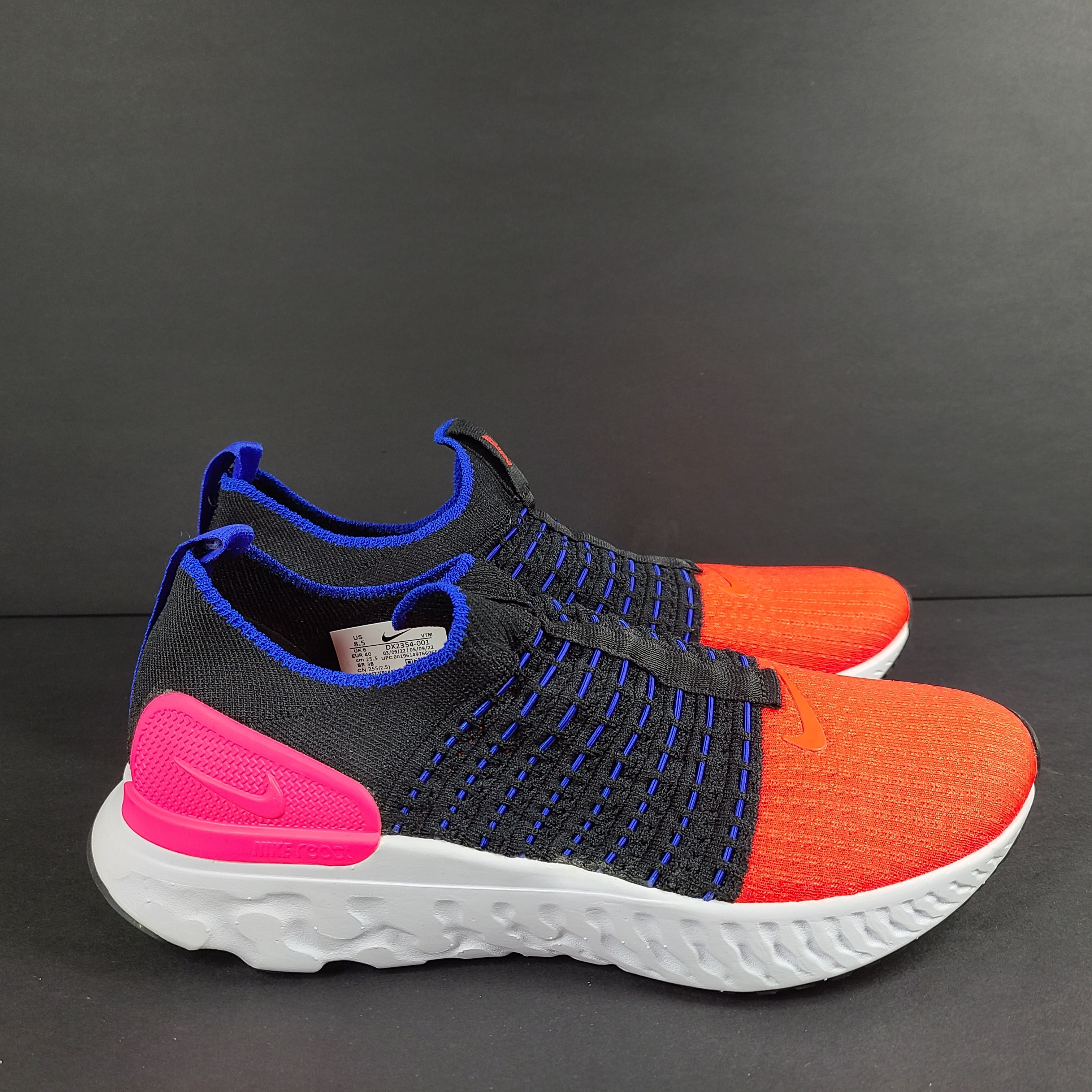 Nike React Phantom Run Flyknit 2 in multicolor with Flyknit upper and responsive React cushioning for energetic comfort.
