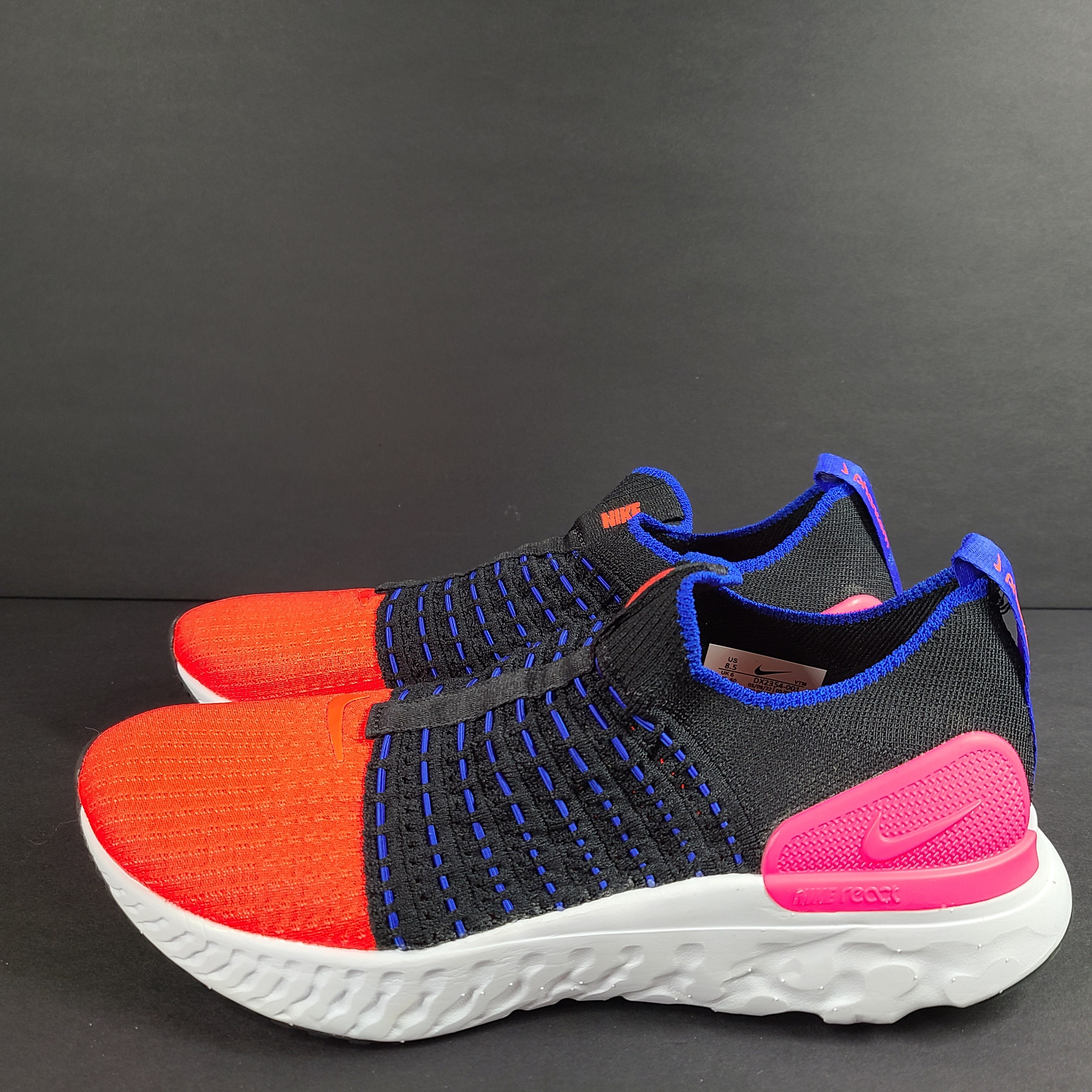 Nike React Phantom Run Flyknit 2 in multicolor with Flyknit upper and responsive React cushioning for energetic comfort.