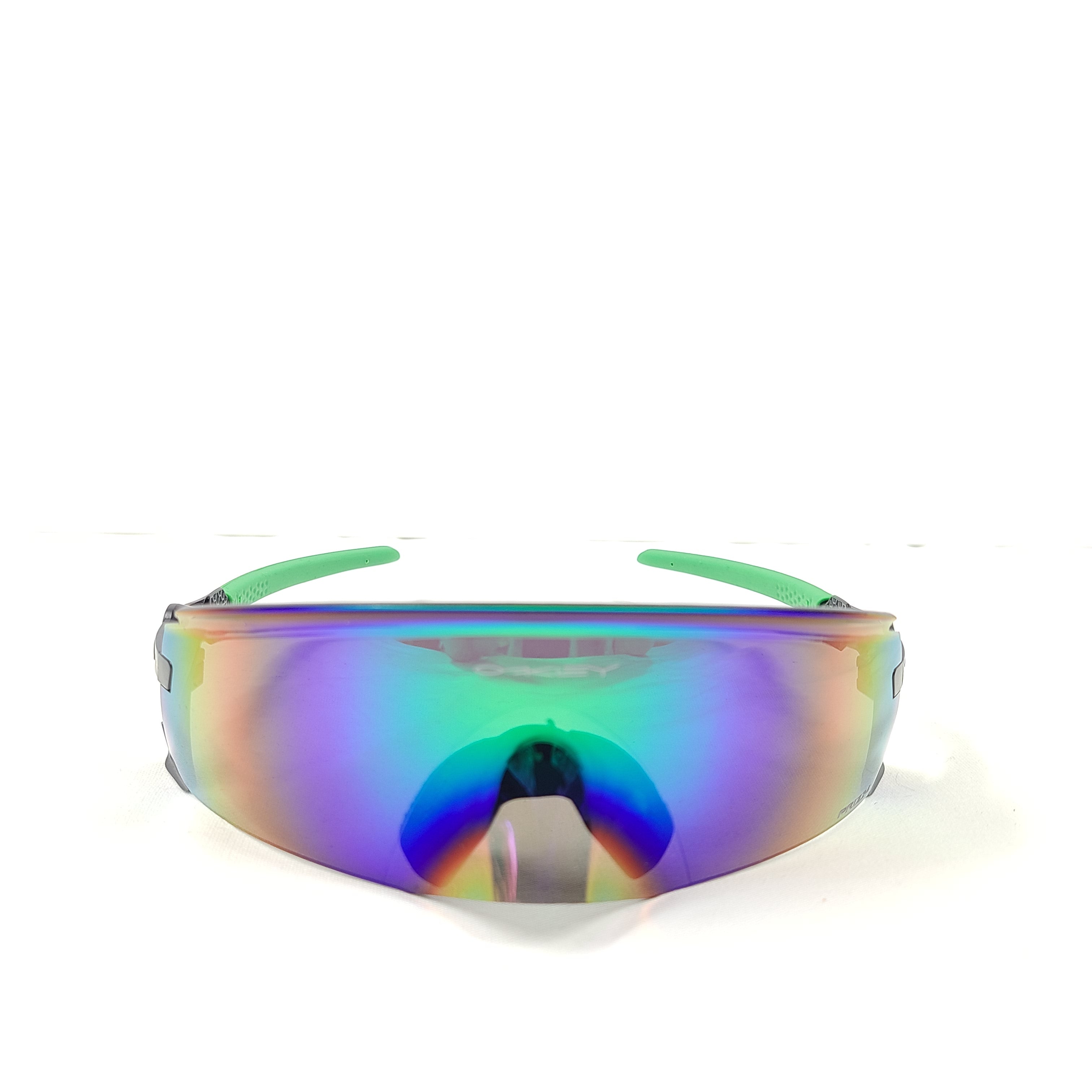 Oakley Prizm green sunglasses with multicolor lens and USA arm label.