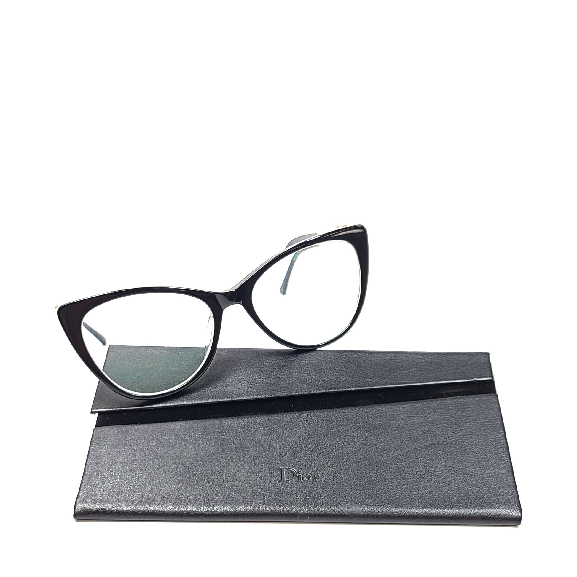 Dior RD A10123 black eyeglasses with gold temples and Italian frame measurements 52□17-145.