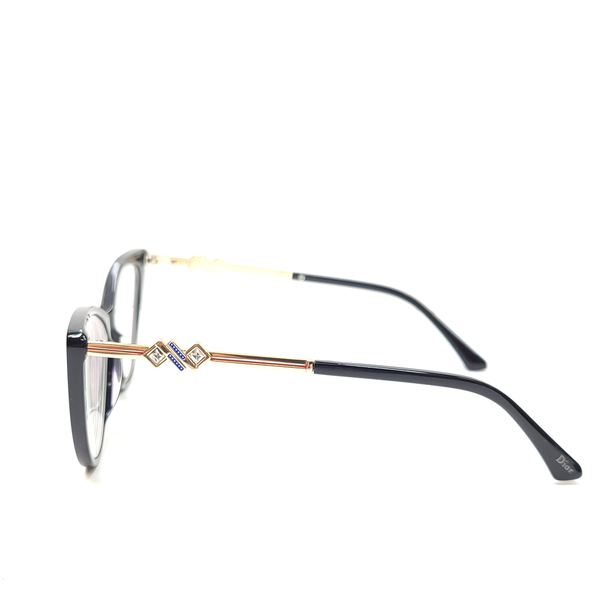 Dior RD A10123 black eyeglasses with gold temples and Italian frame measurements 52□17-145.