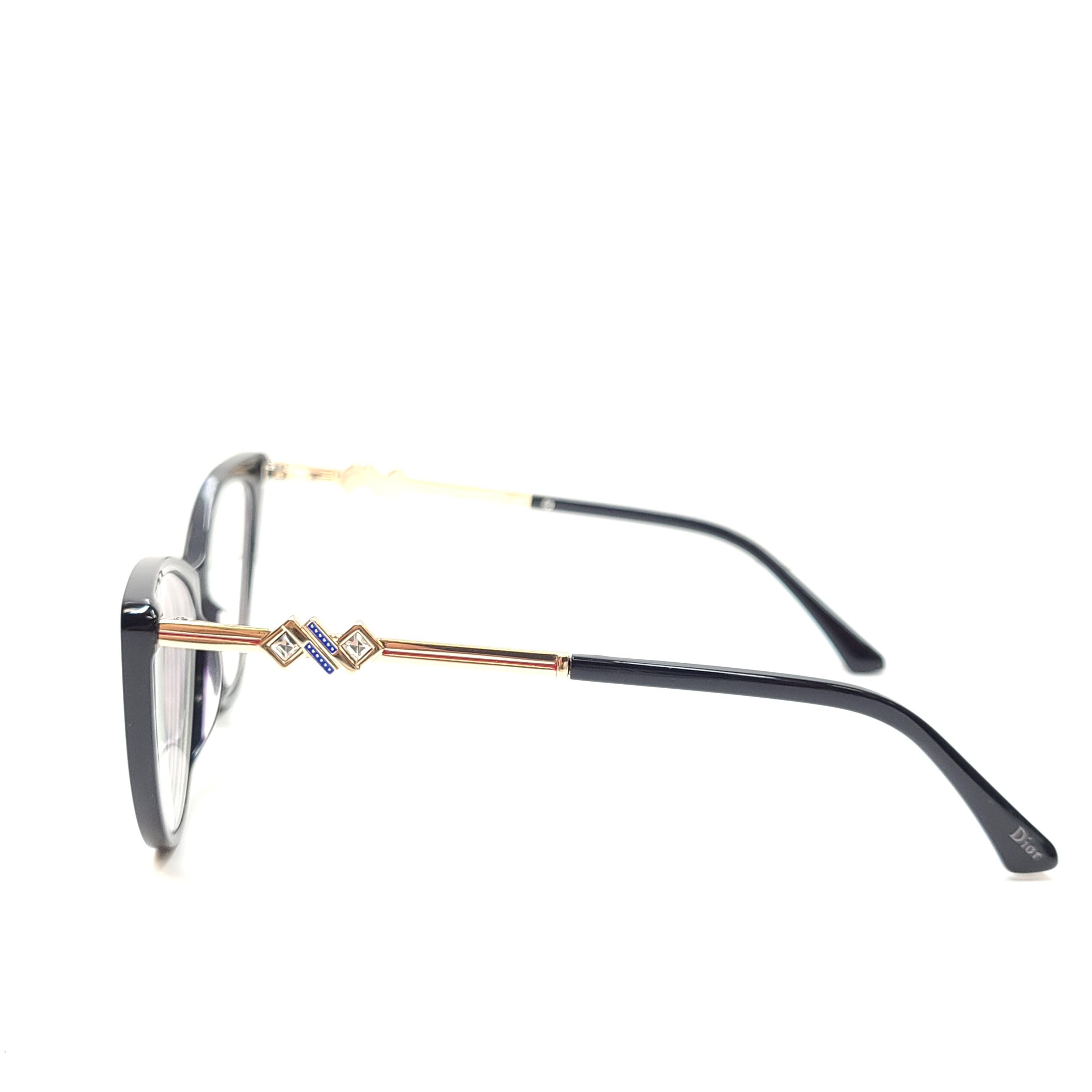 Dior RD A10123 black eyeglasses with gold temples and Italian frame measurements 52□17-145.