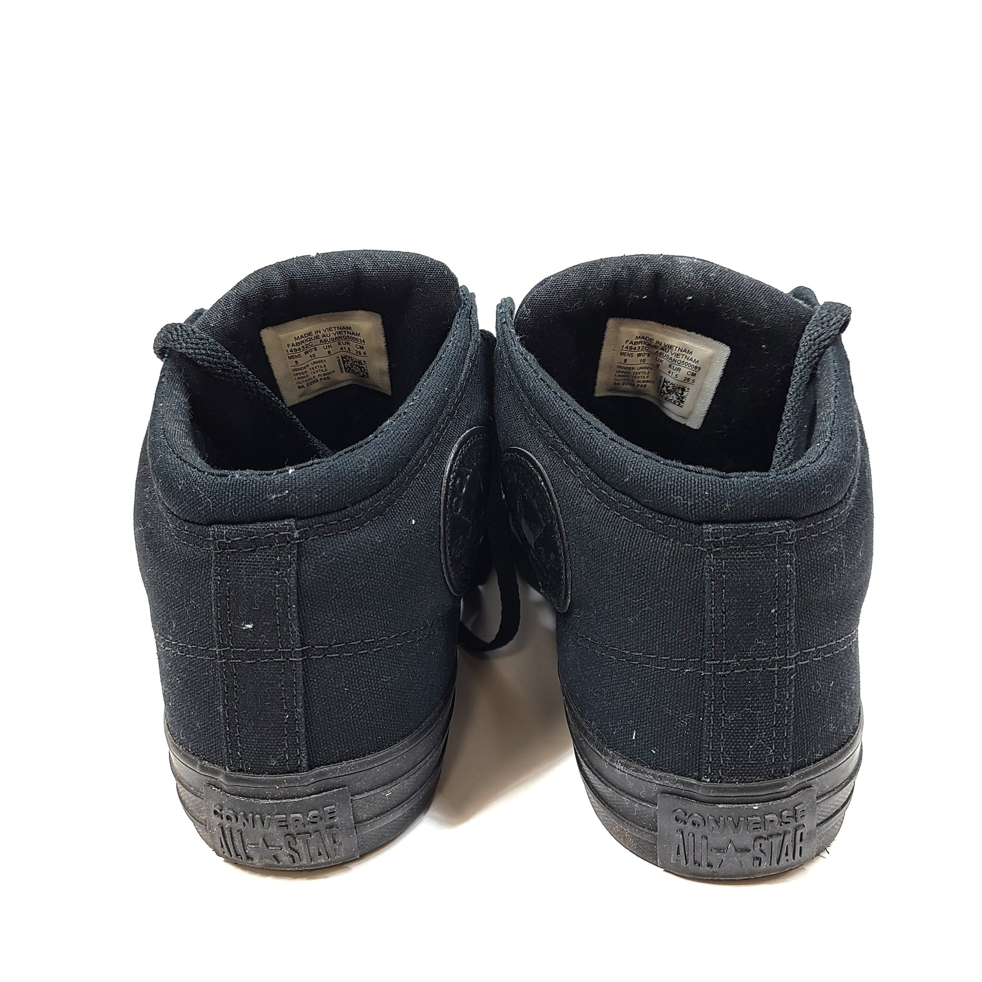 Converse All Star High Street sneakers in black, men's US size 8, model 149432C.