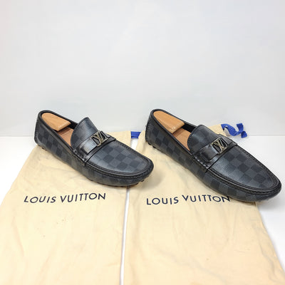 Louis Vuitton Hockenheim Moccasin Damier Canvas Driving Shoes Black US 9.5