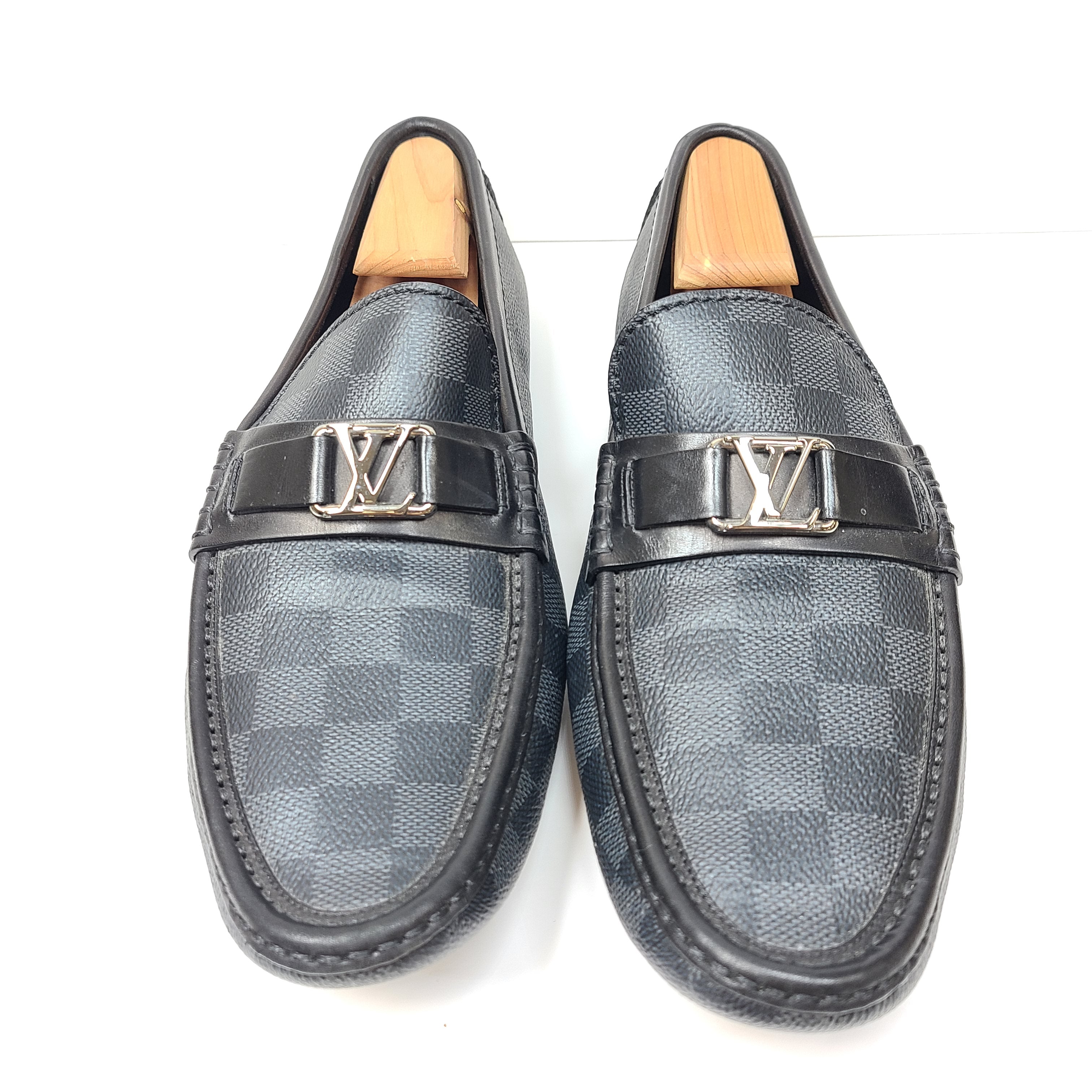 Louis Vuitton Hockenheim Moccasin Damier Canvas Driving Shoes Black US 9.5