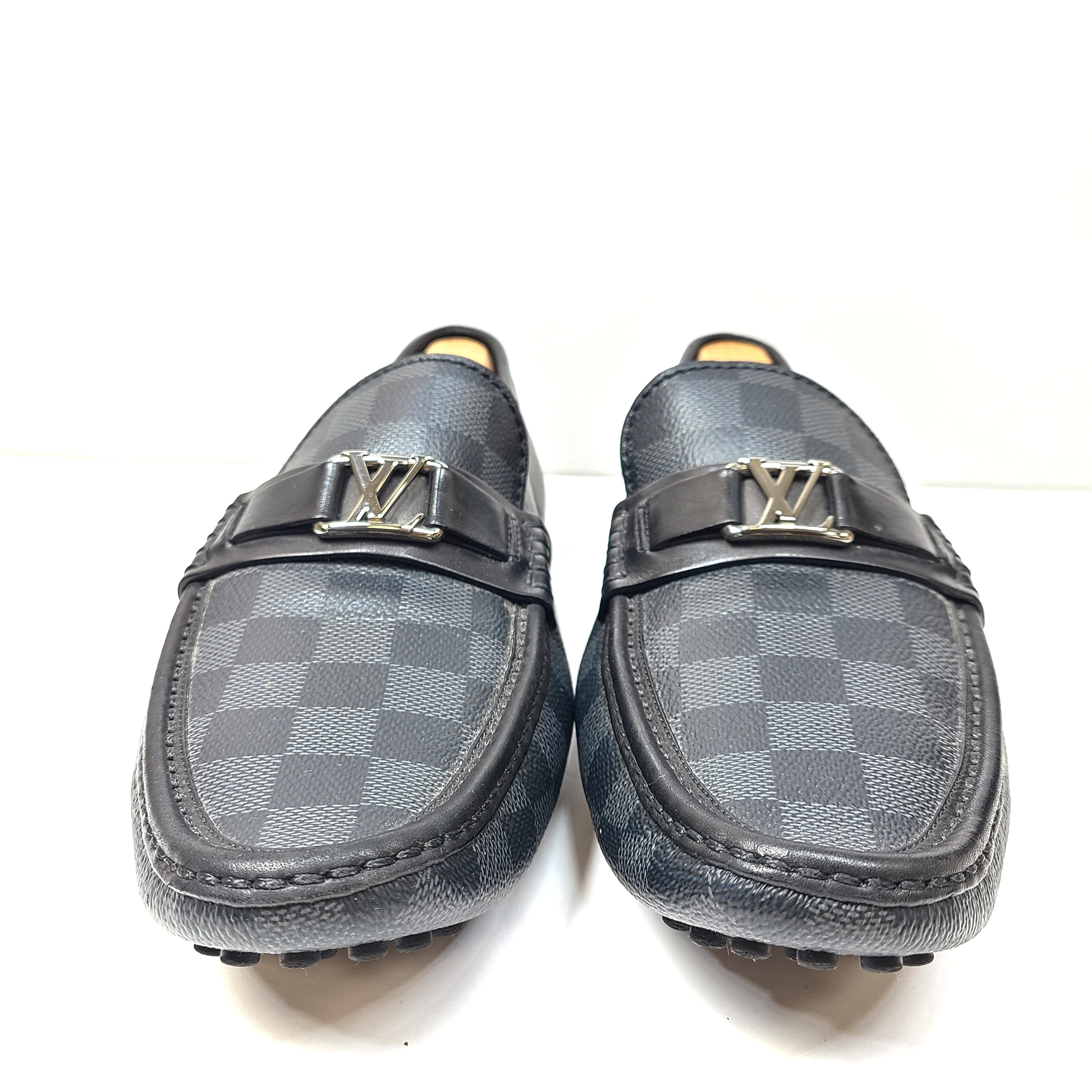 Louis Vuitton Hockenheim Moccasin Damier Canvas Driving Shoes Black US 9.5