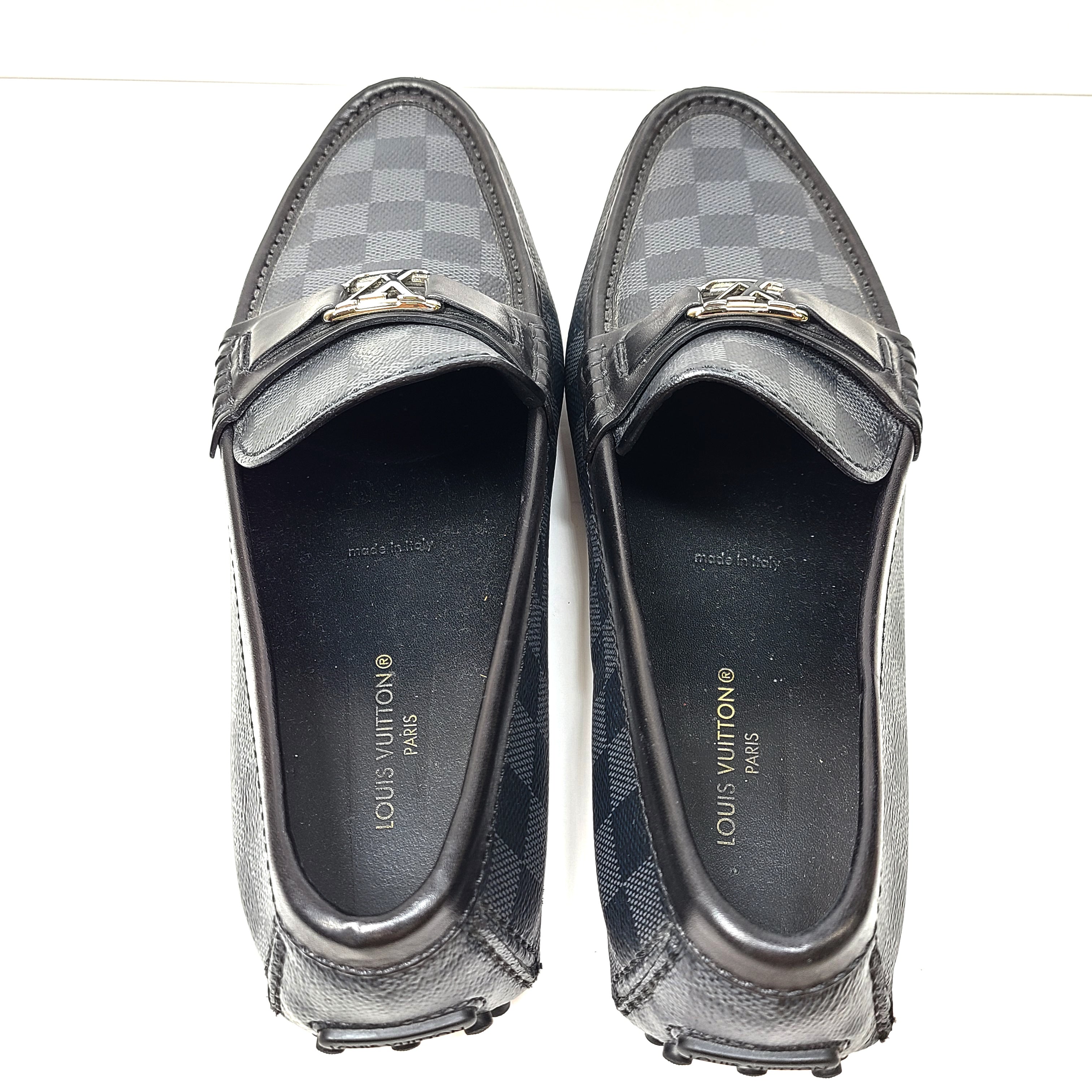 Louis Vuitton Hockenheim Moccasin Damier Canvas Driving Shoes Black US 9.5
