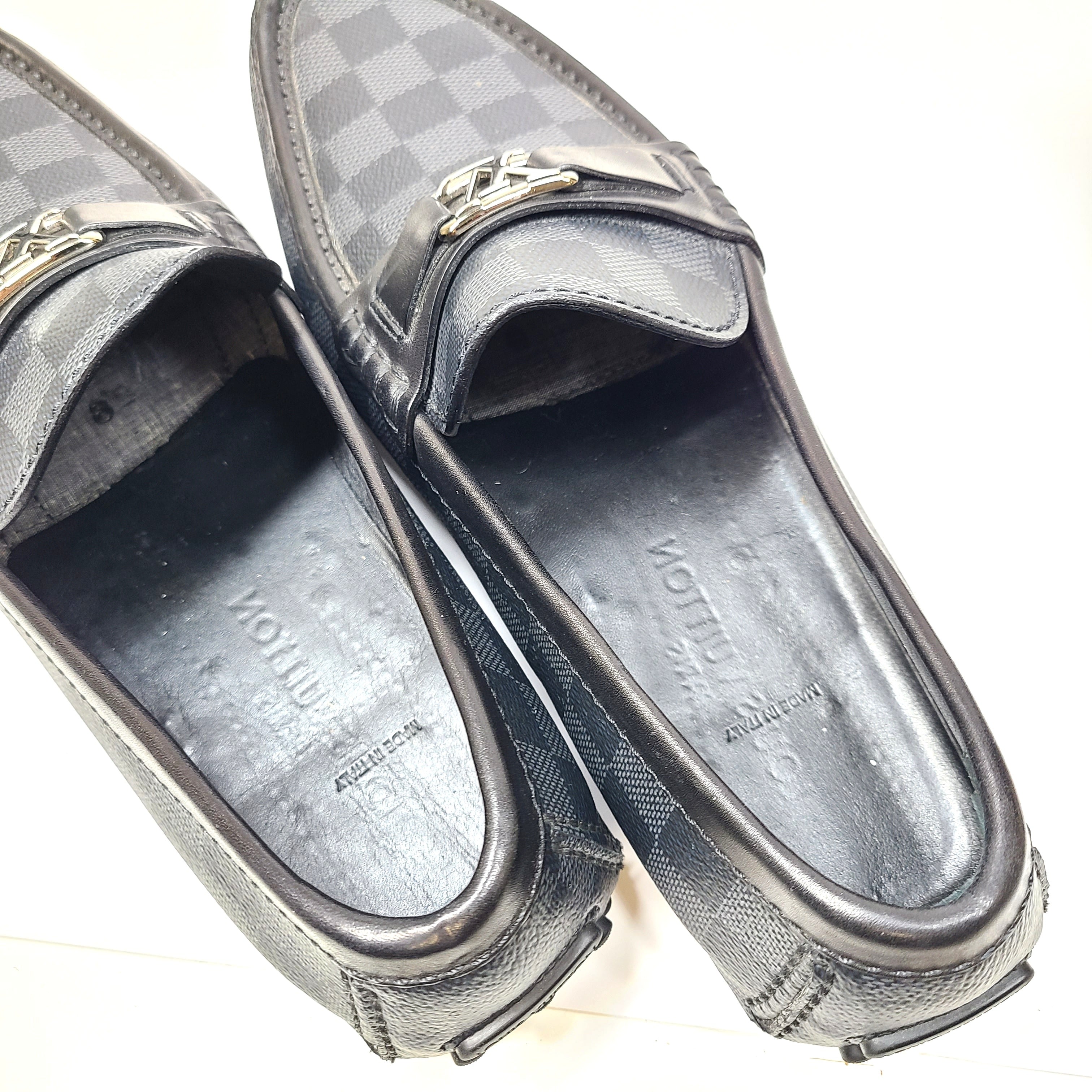 Louis Vuitton Hockenheim Moccasin Damier Canvas Driving Shoes Black US 9.5