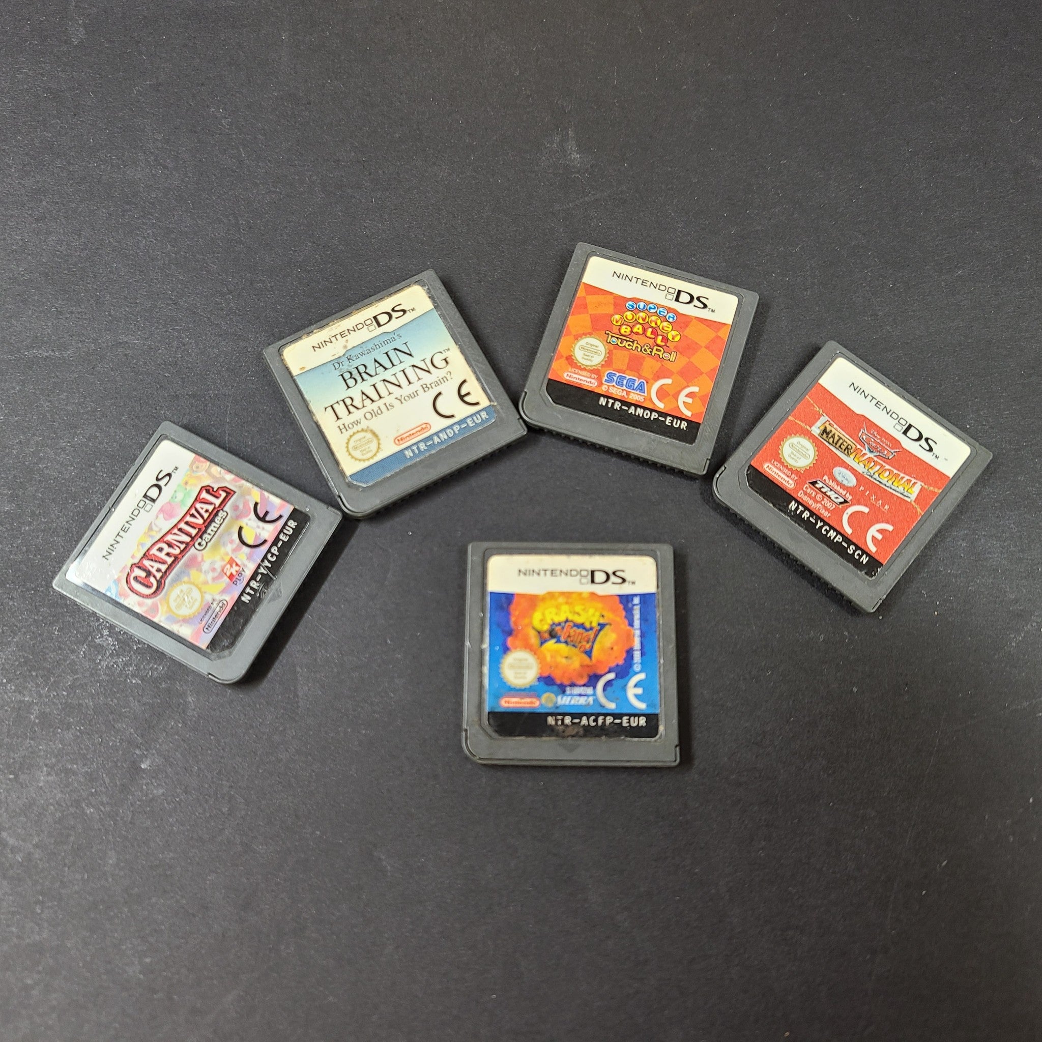 EURO Nintendo DS 5 x Game Bundle - Brain Monkey Ball Matr Natl Carnival Cras