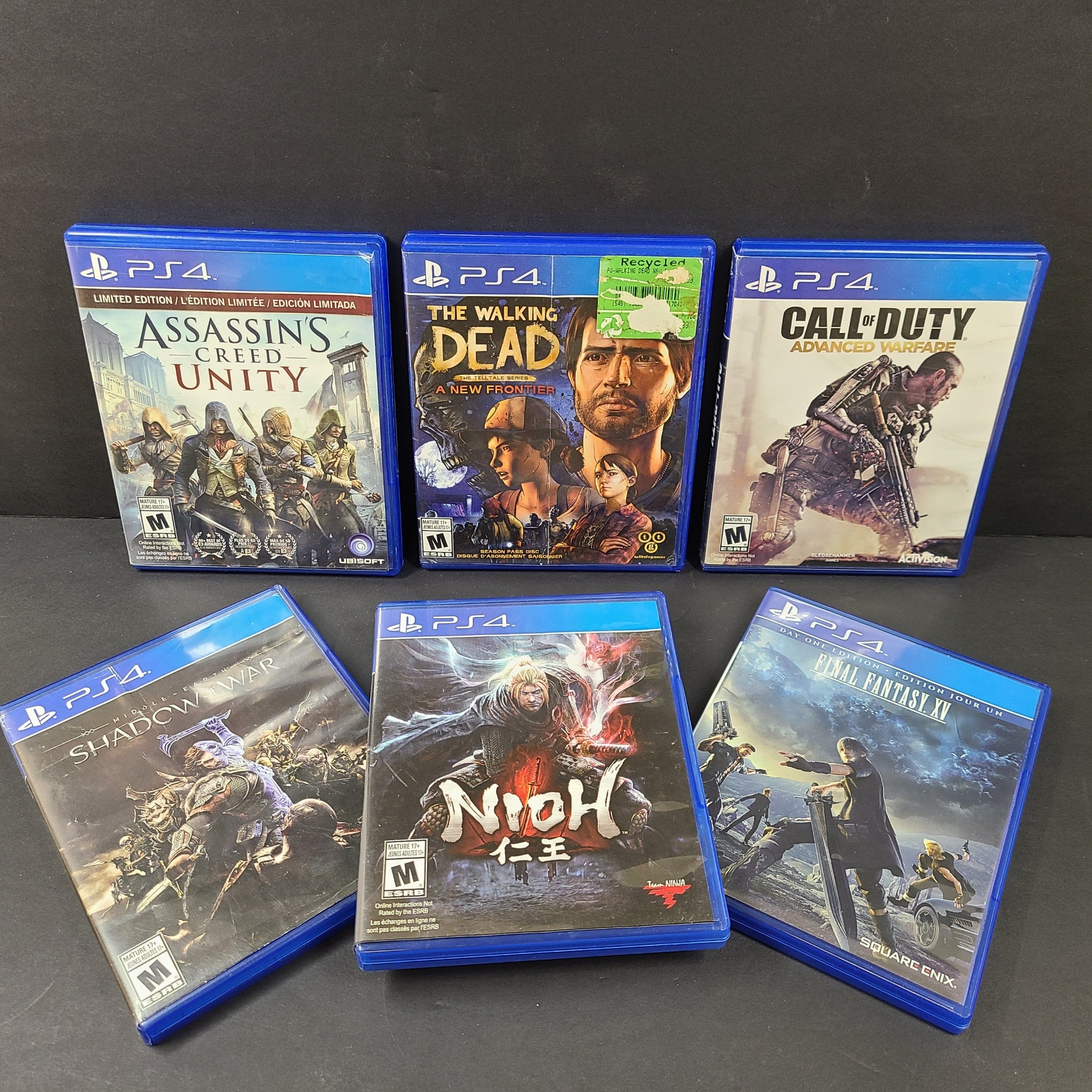 6 x Game Bundle PS4 PlayStation 4 COD Shadow of War Nioh FF XV Ass Creed Wlk Dea