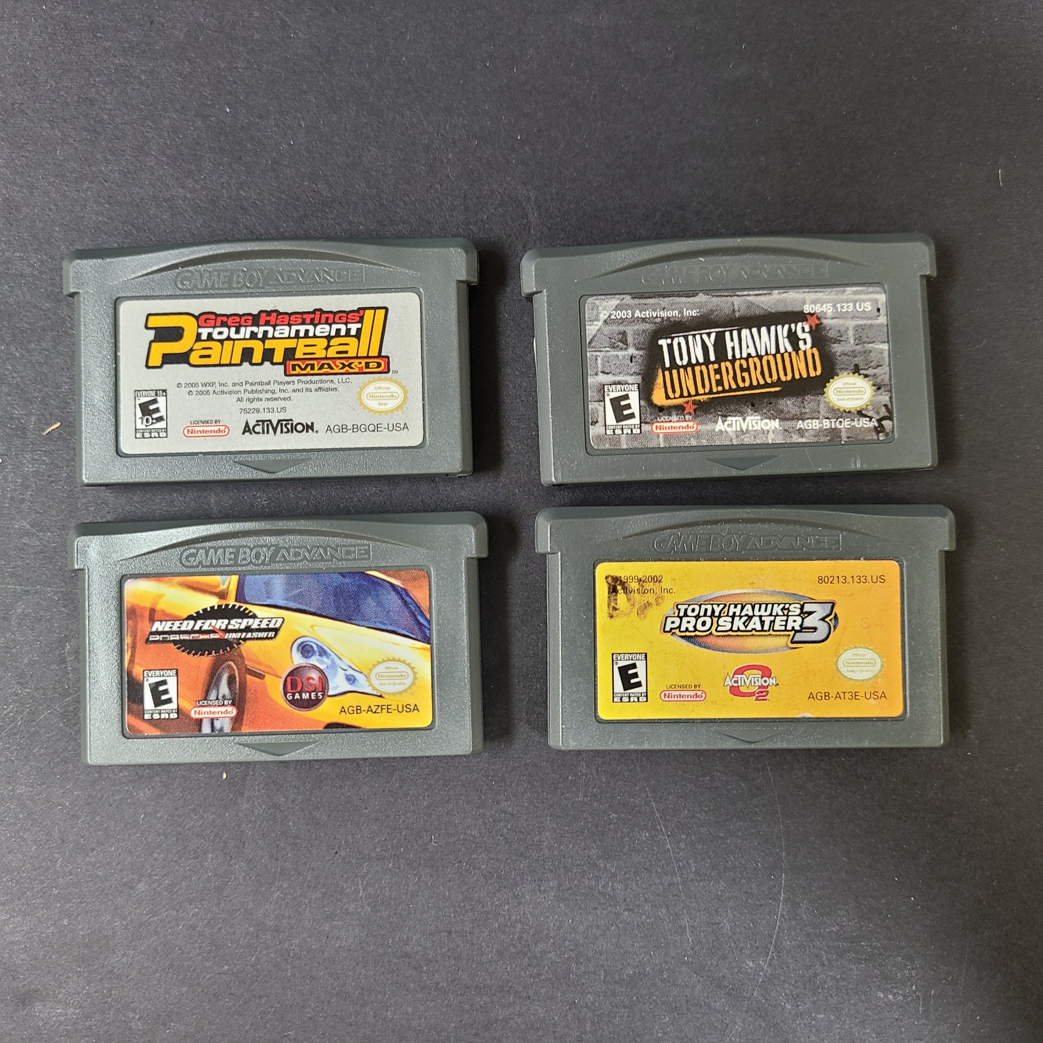 Game Boy Advance GBA 4 x Game Bundle Tony Hawk Need for Speed NFS Paintball