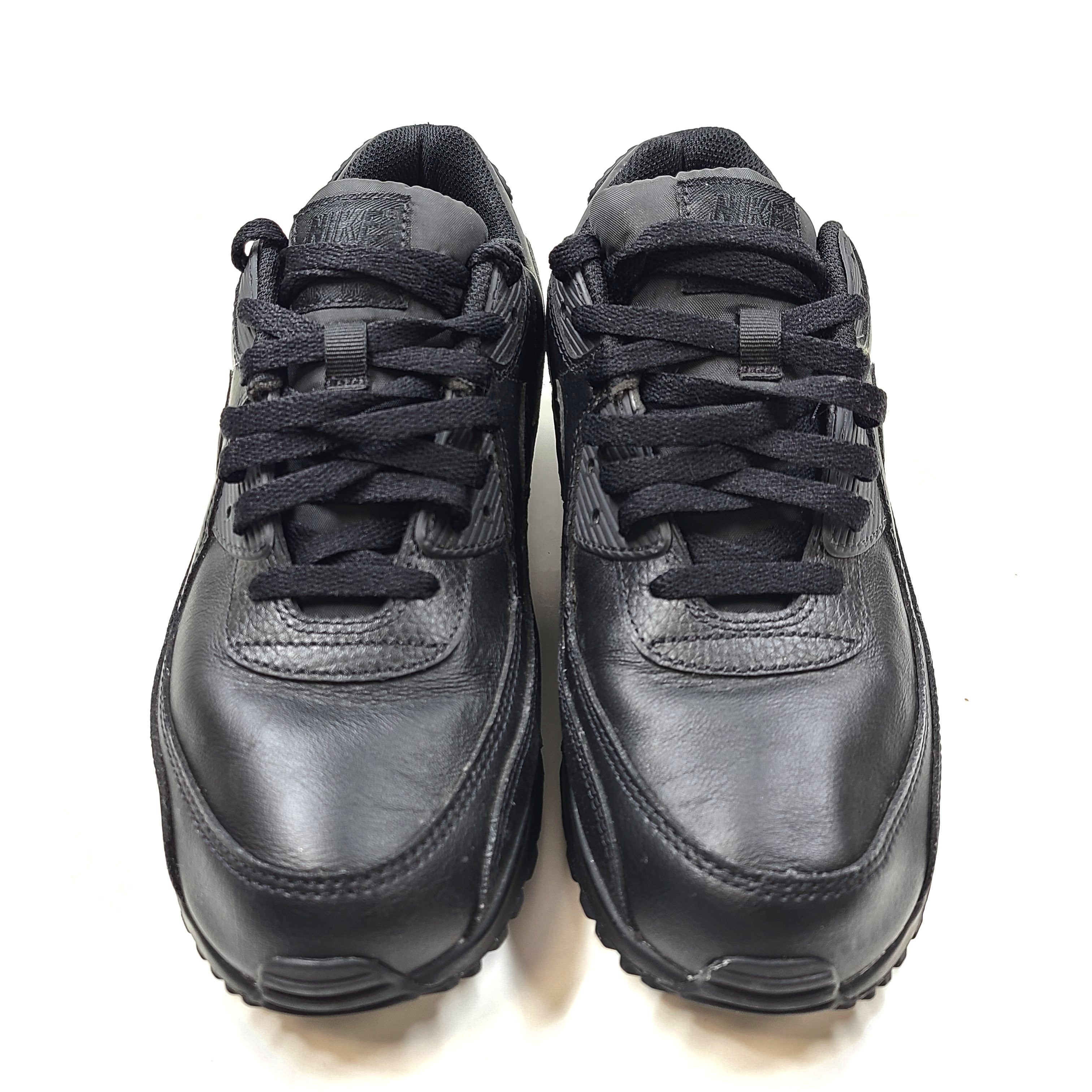 Black Nike Air Max 90 LTR leather sneakers in men's US 11 with Air cushioning and classic silhouette.