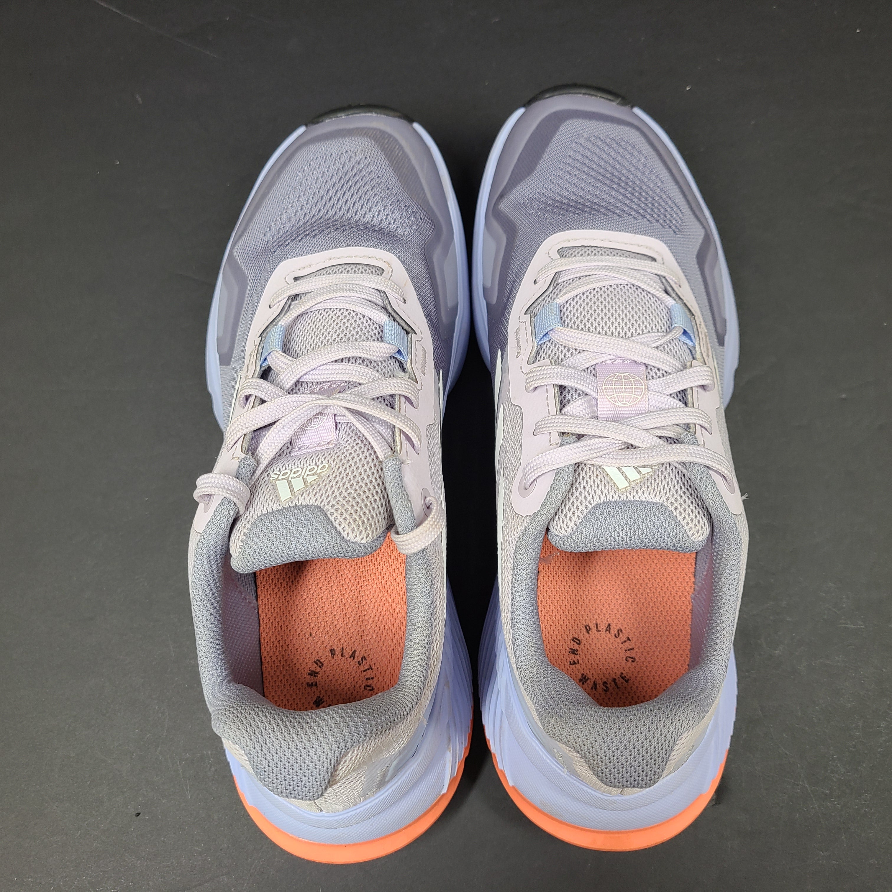 Adidas Terrex HR1190 women's trail running shoes in gray, orange and light blue, size US 5.5.