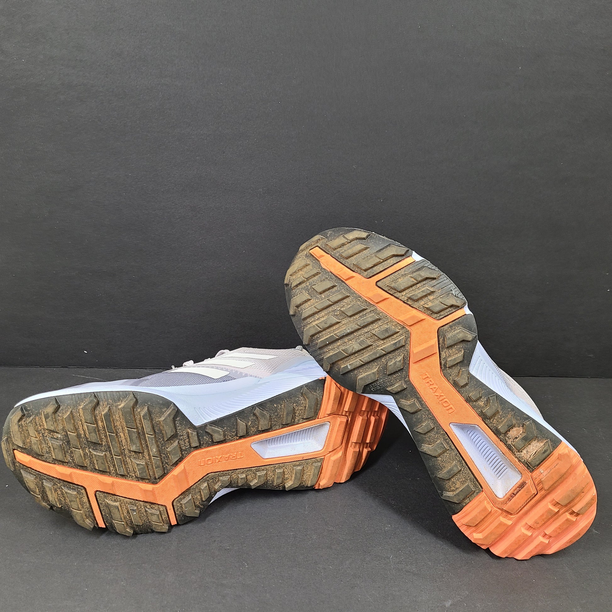 Adidas Terrex HR1190 women's trail running shoes in gray, orange and light blue, size US 5.5.