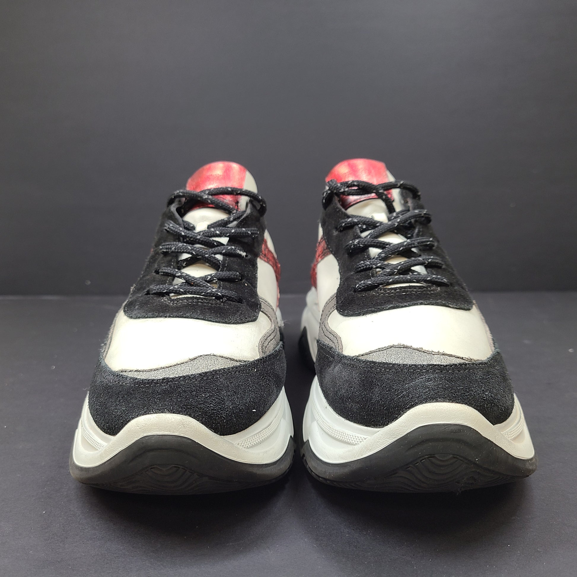 Paul Green multicolor women's sneakers size 6.5 with white, black and red accents and branded "pg" sole.