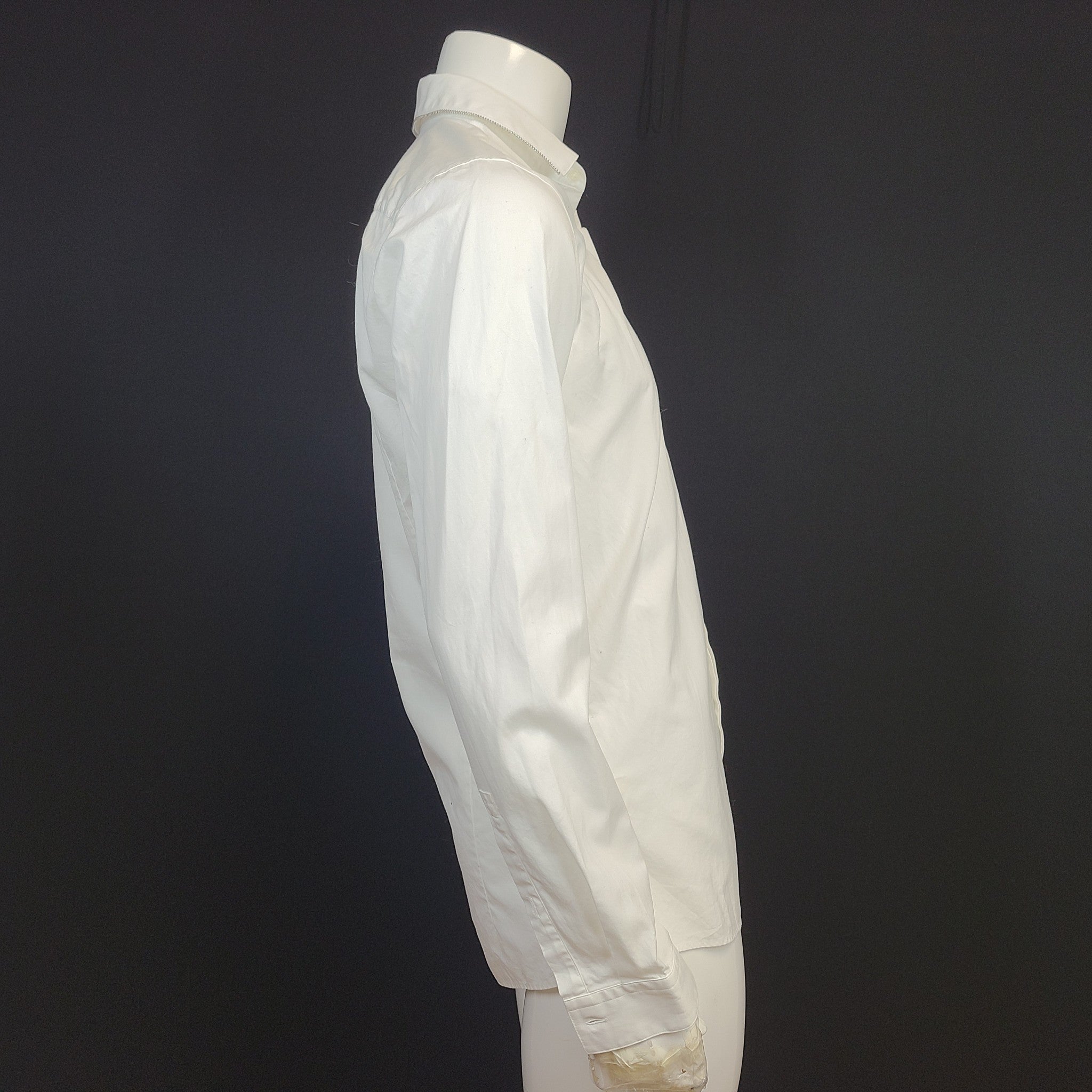 Hugo Boss Evidio Slim Buttoned Dress Shirt w/ Zipper Detail on Collar White Sz M