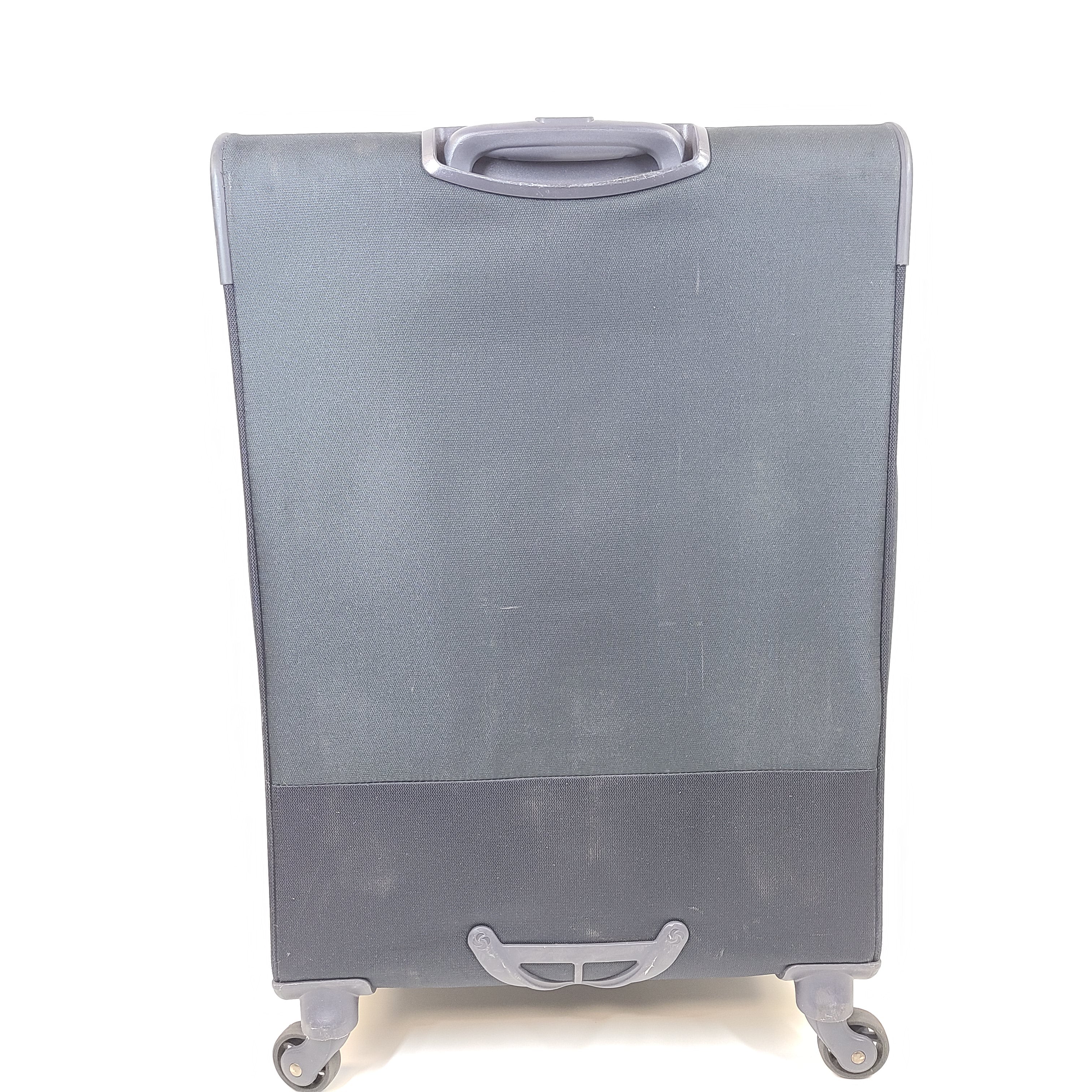 Black Samsonite Super Light spinner suitcase designed for lightweight travel and effortless maneuvering.